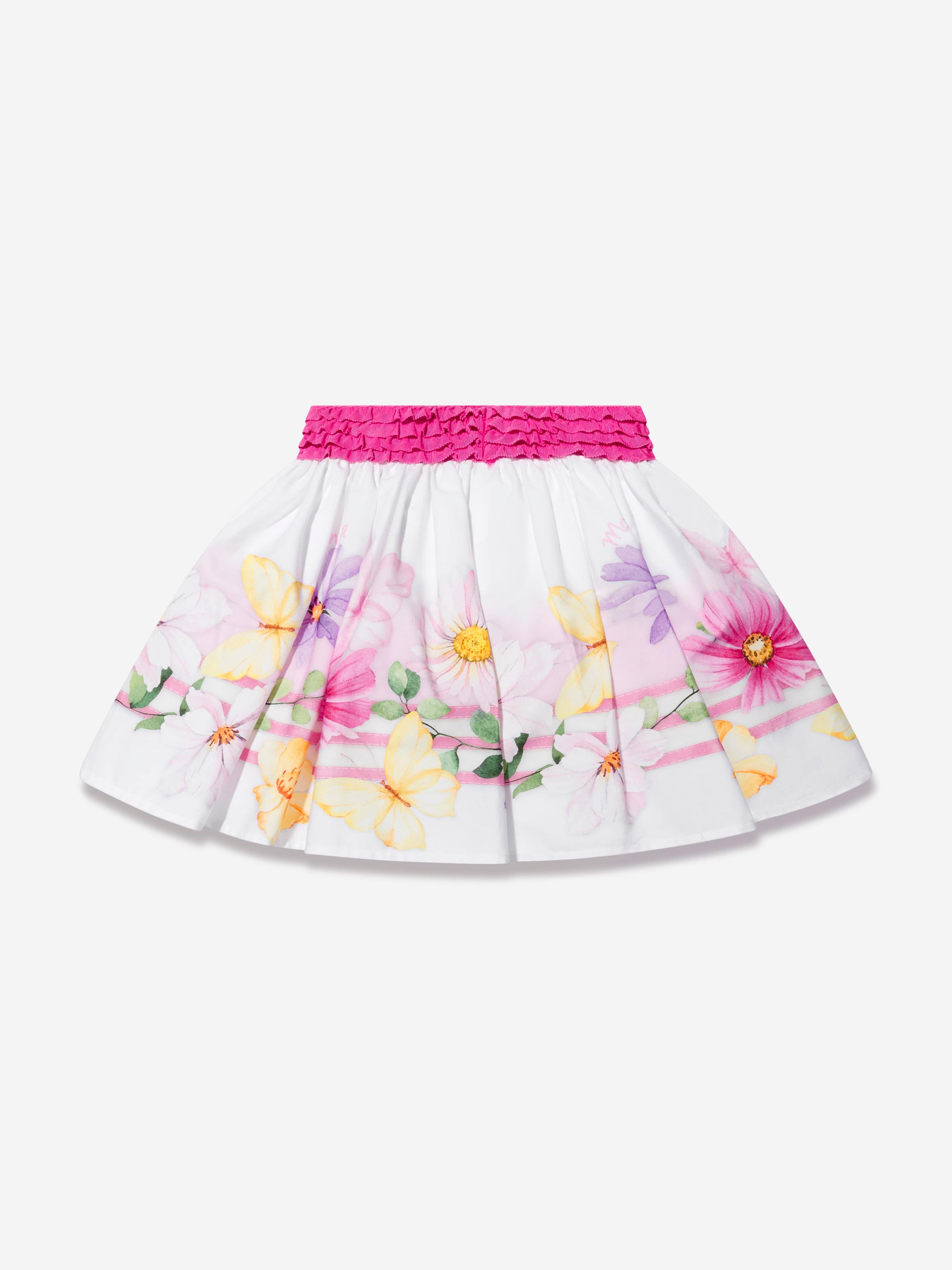 Monnalisa Girls Floral Print Skirt in White