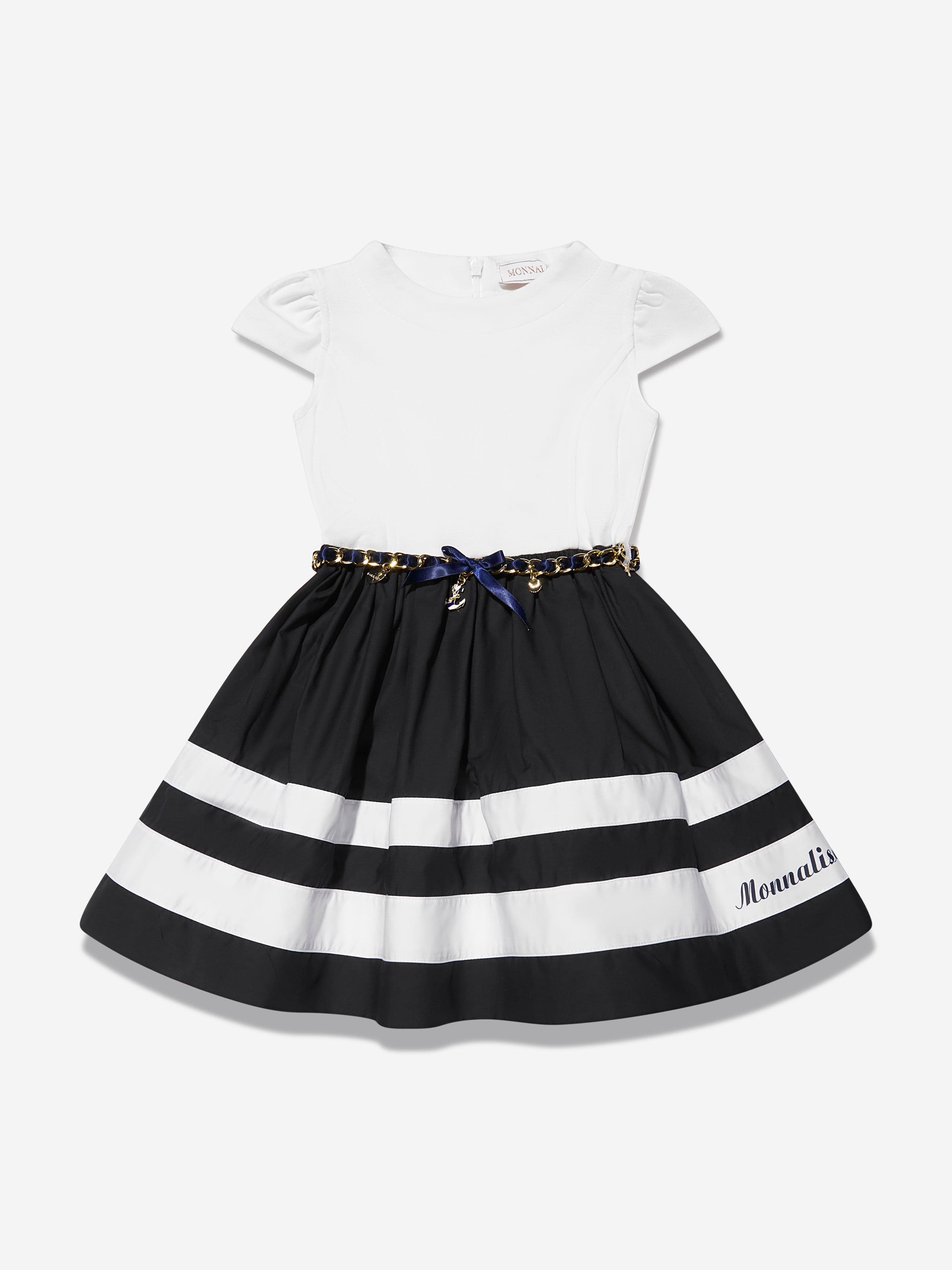 Monnalisa Girls Nautical Dress in Navy