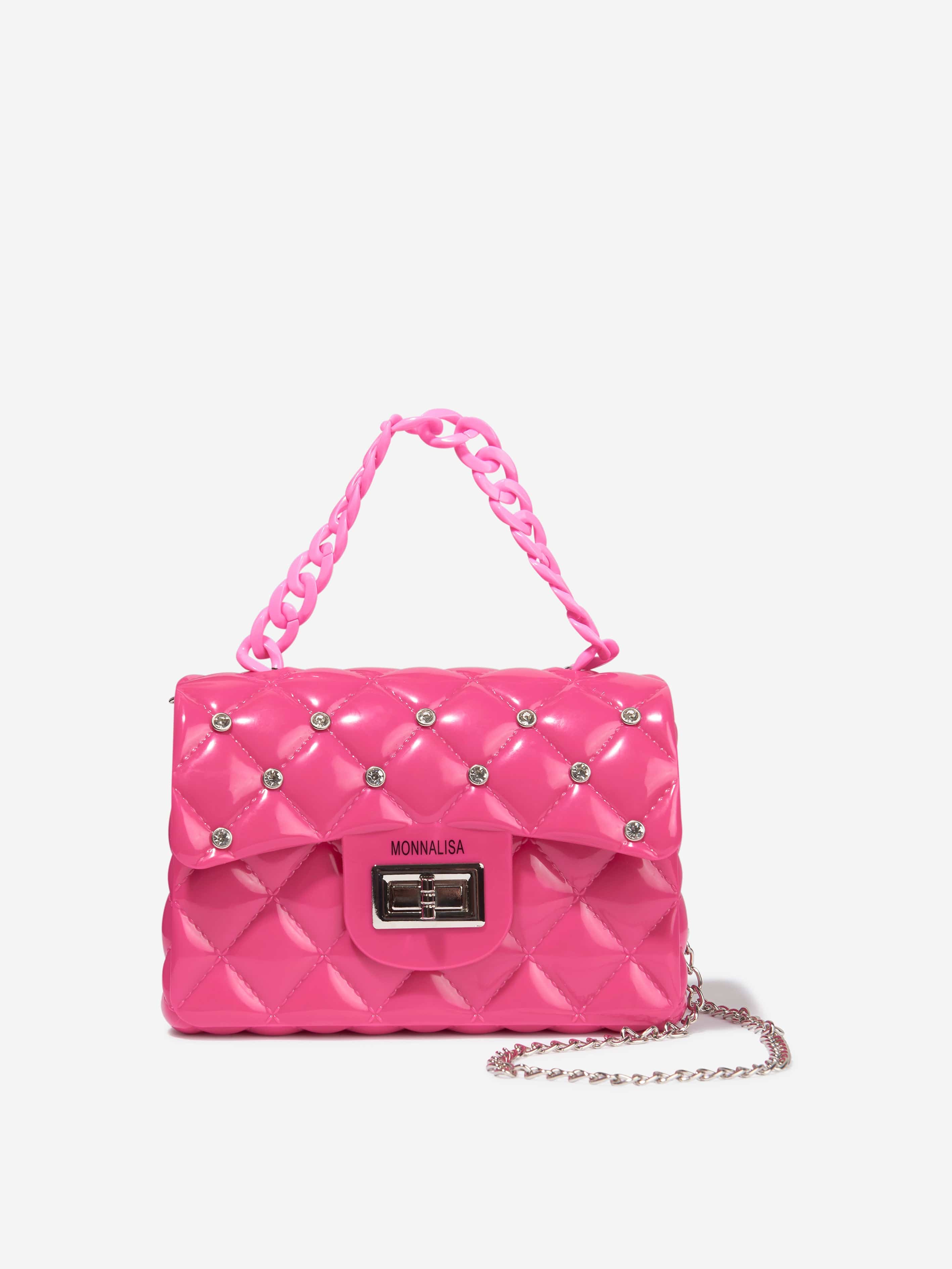 Monnalisa Girls Diamante Quilted Bag in Pink