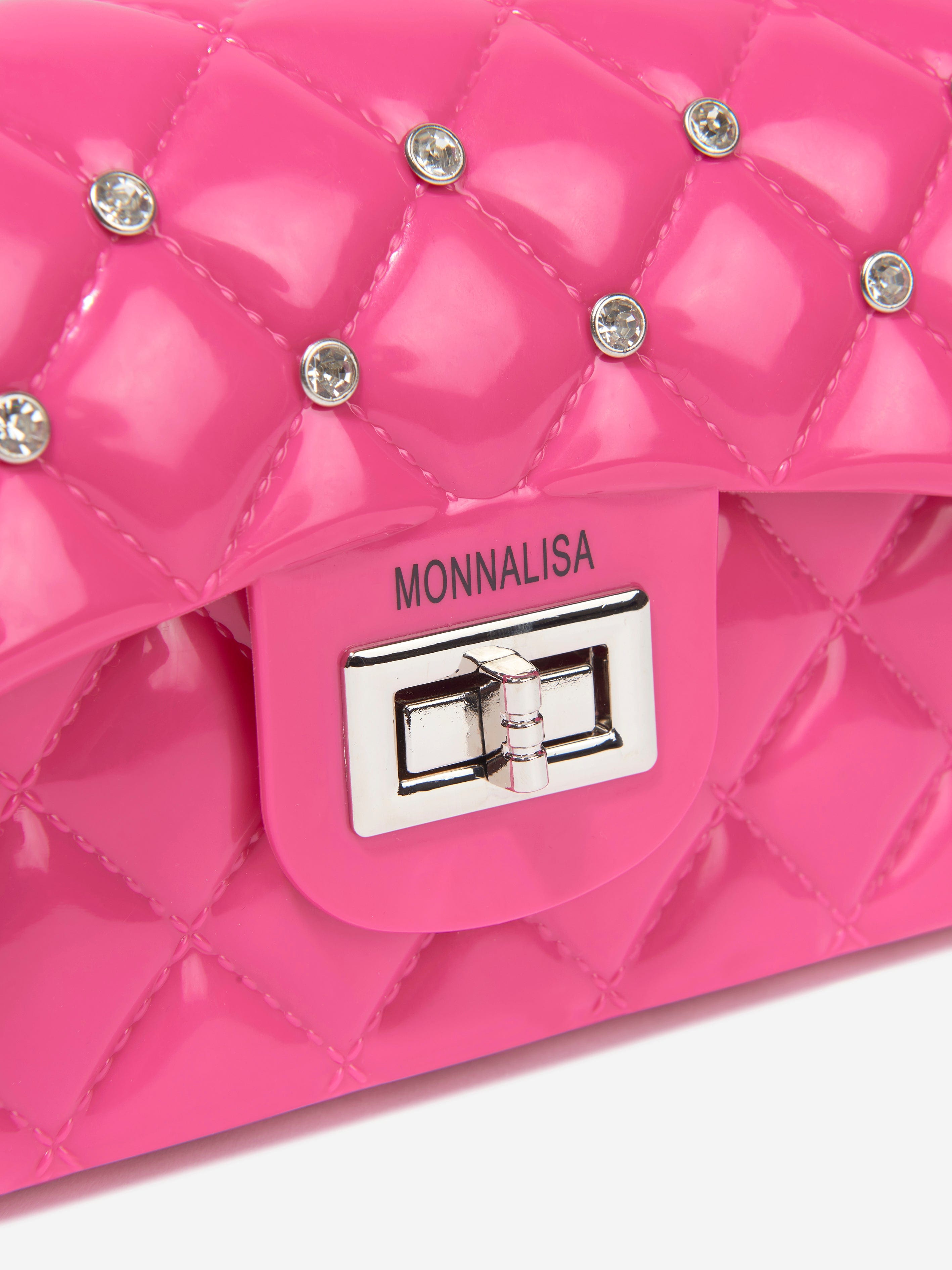 Monnalisa Girls Diamante Quilted Bag in Pink