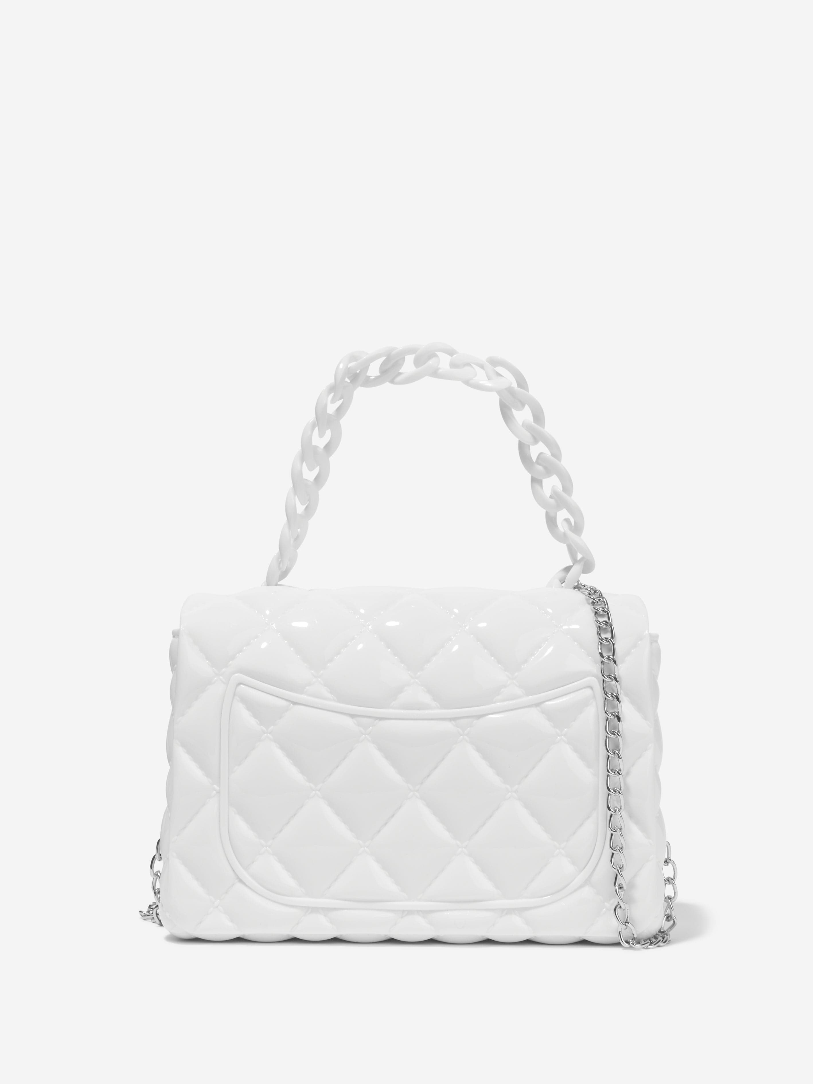 Monnalisa Girls Diamante Quilted Bag in White