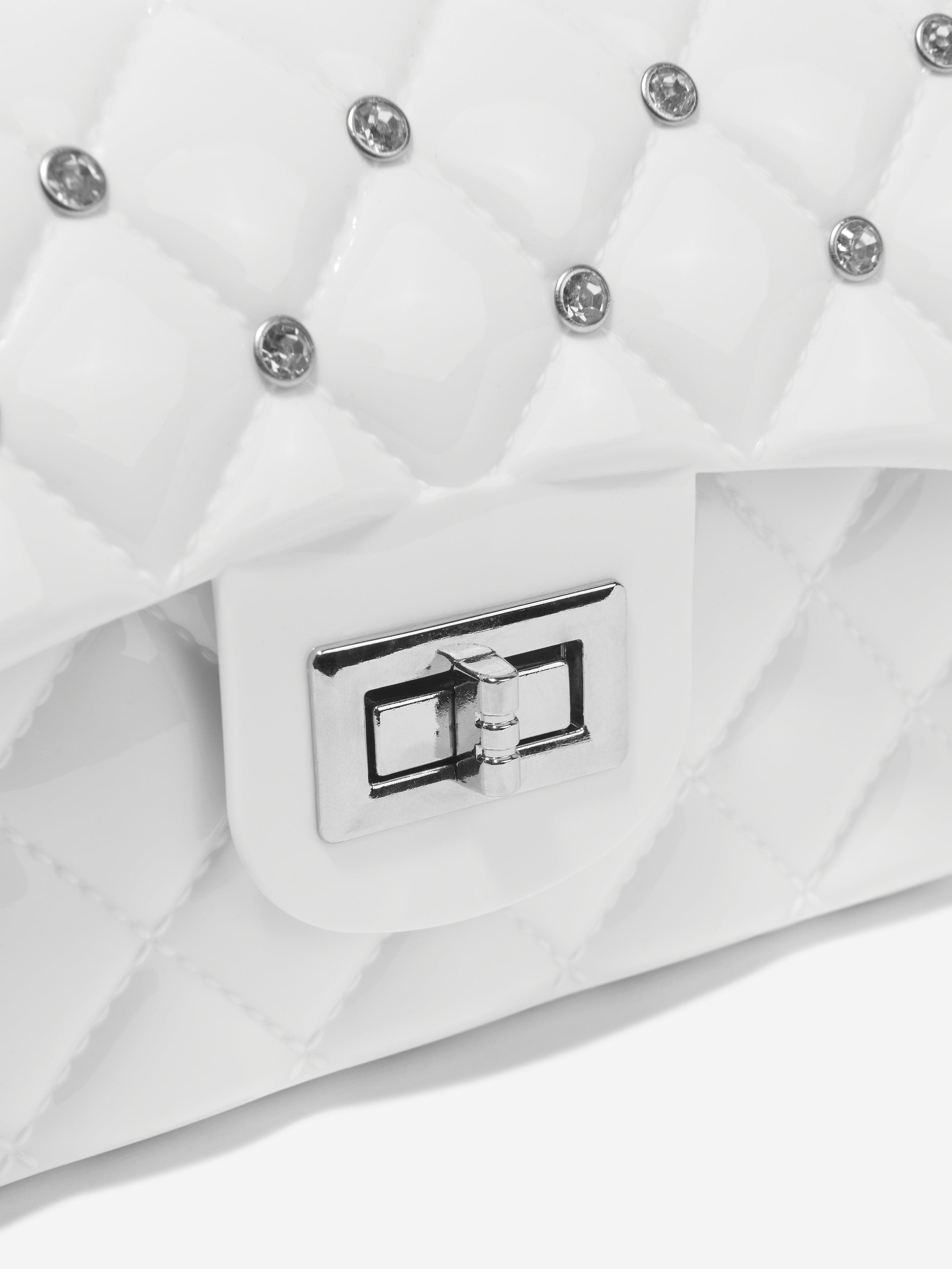 Monnalisa Girls Diamante Quilted Bag in White