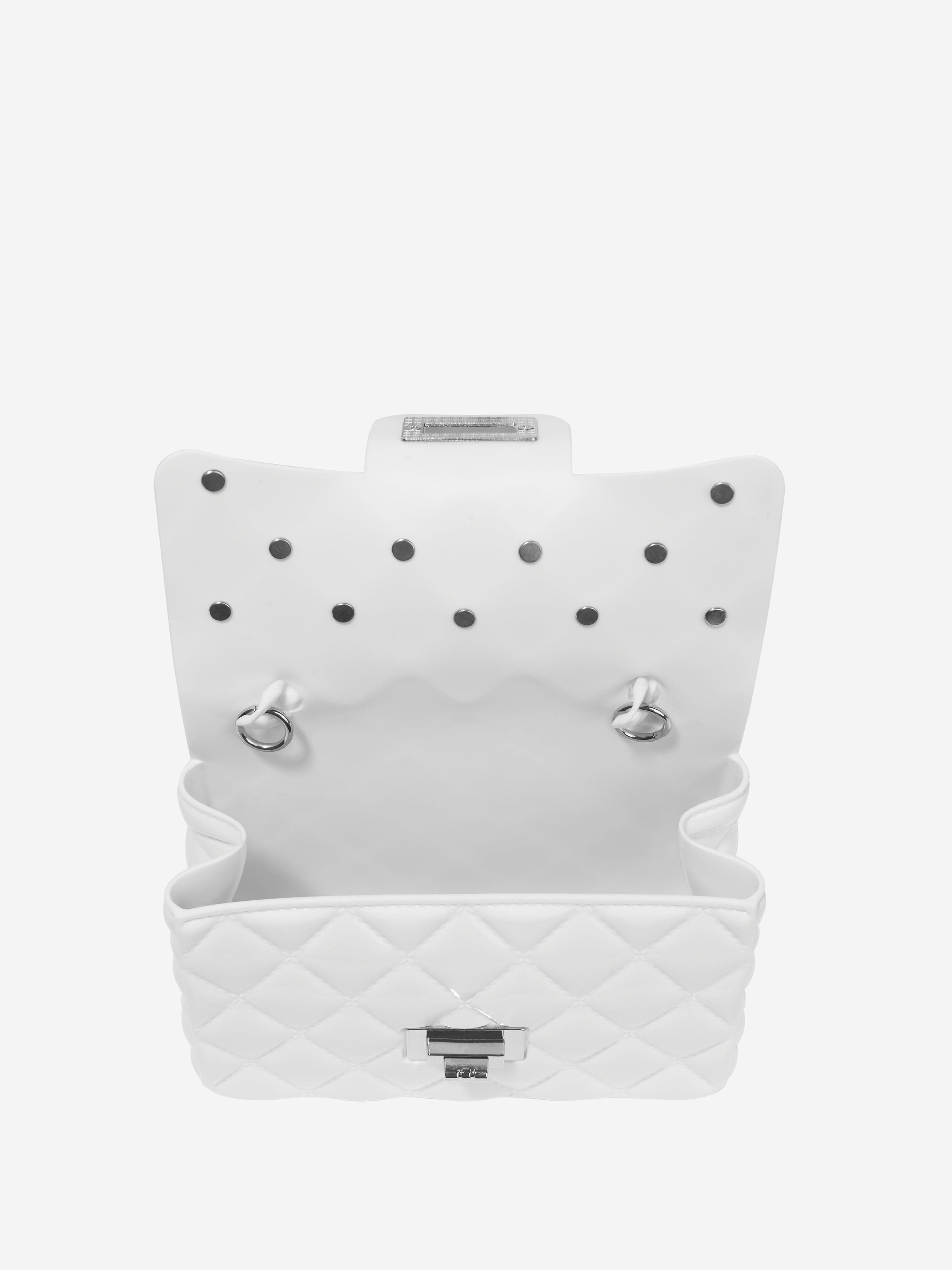 Monnalisa Girls Diamante Quilted Bag in White