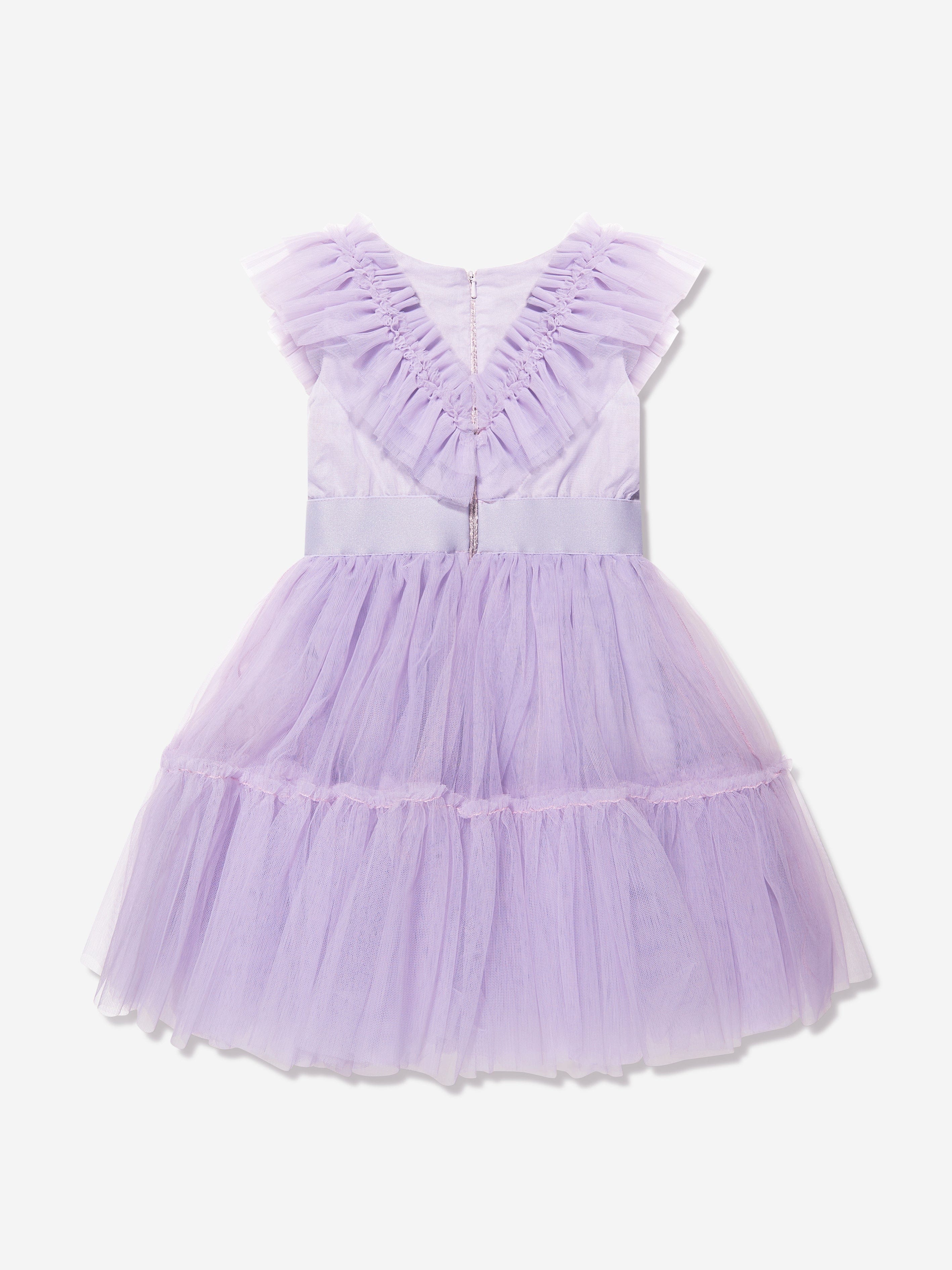 Monnalisa Girls Ruched Tulle Dress in Purple