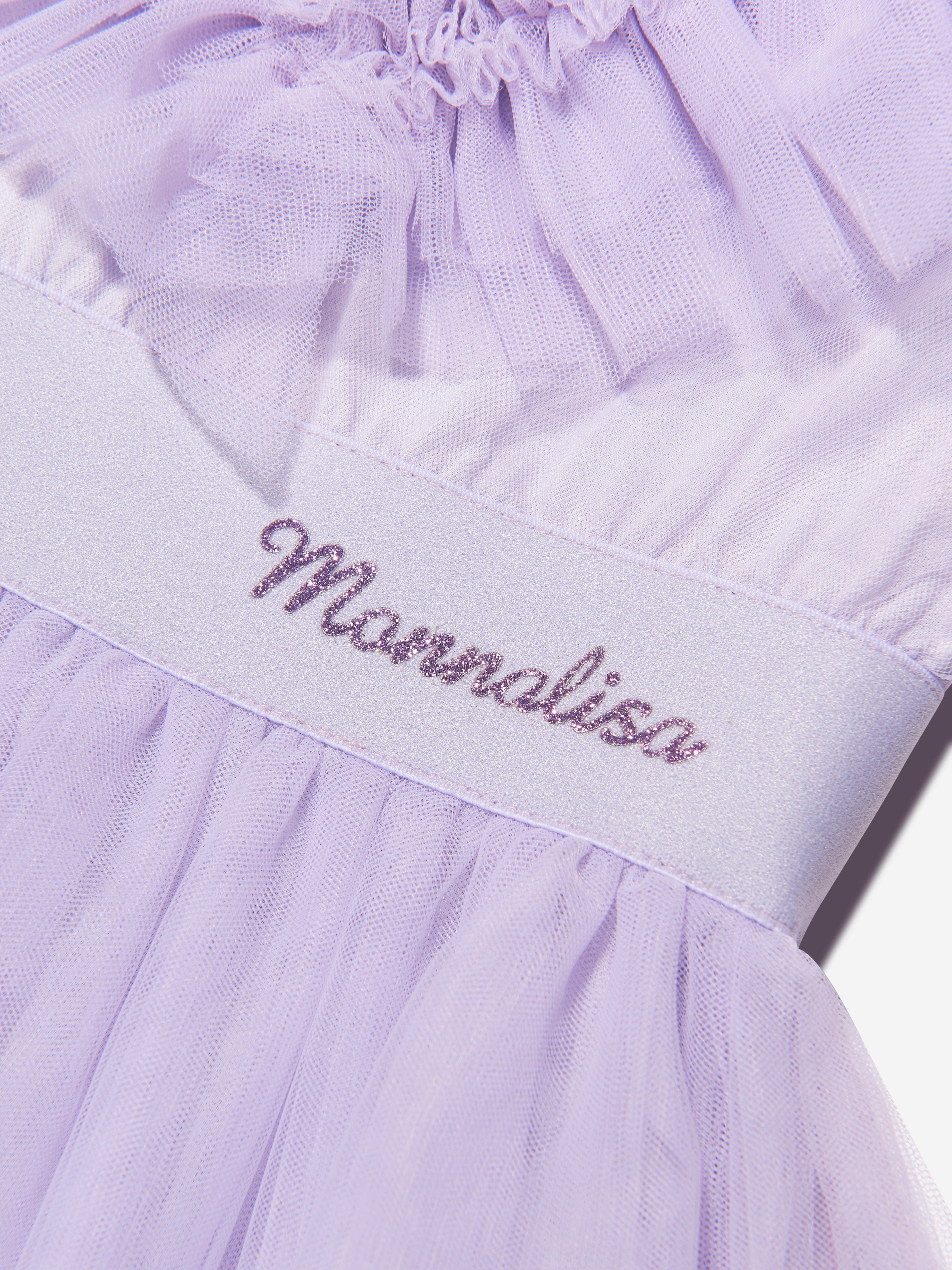 Monnalisa Girls Ruched Tulle Dress in Purple