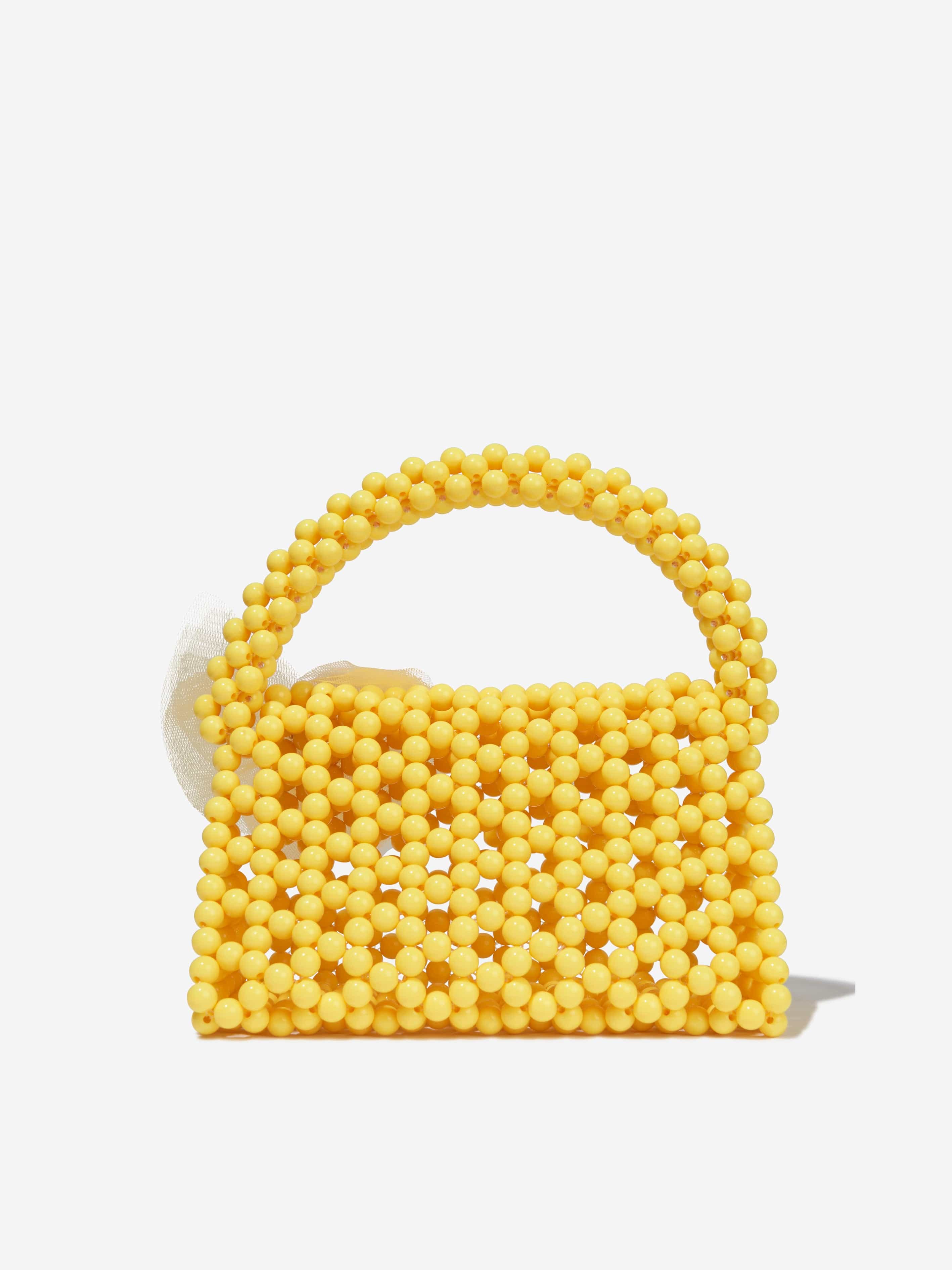 Monnalisa Girls Pearl Beaded Handbag in Yellow