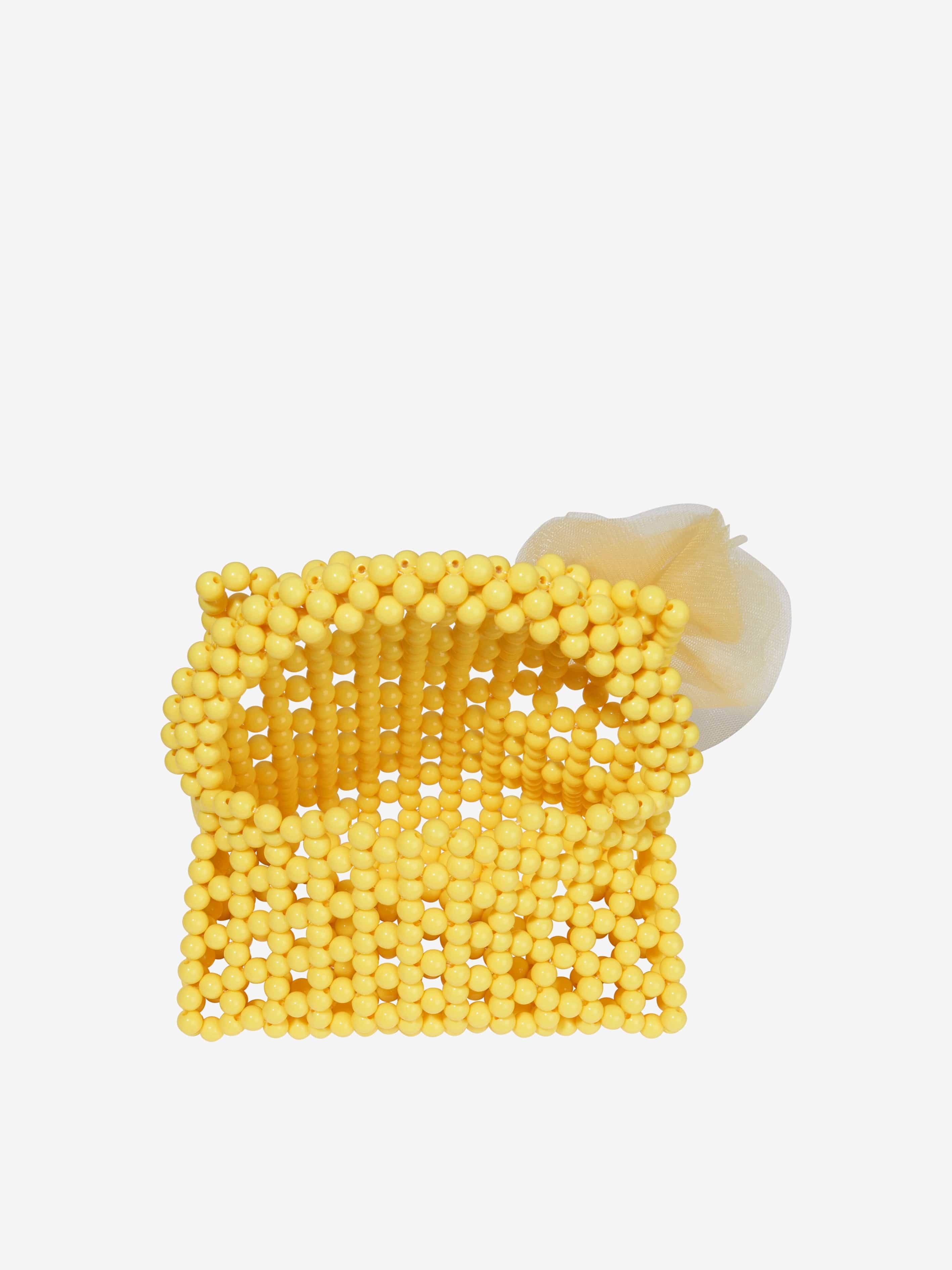 Monnalisa Girls Pearl Beaded Handbag in Yellow