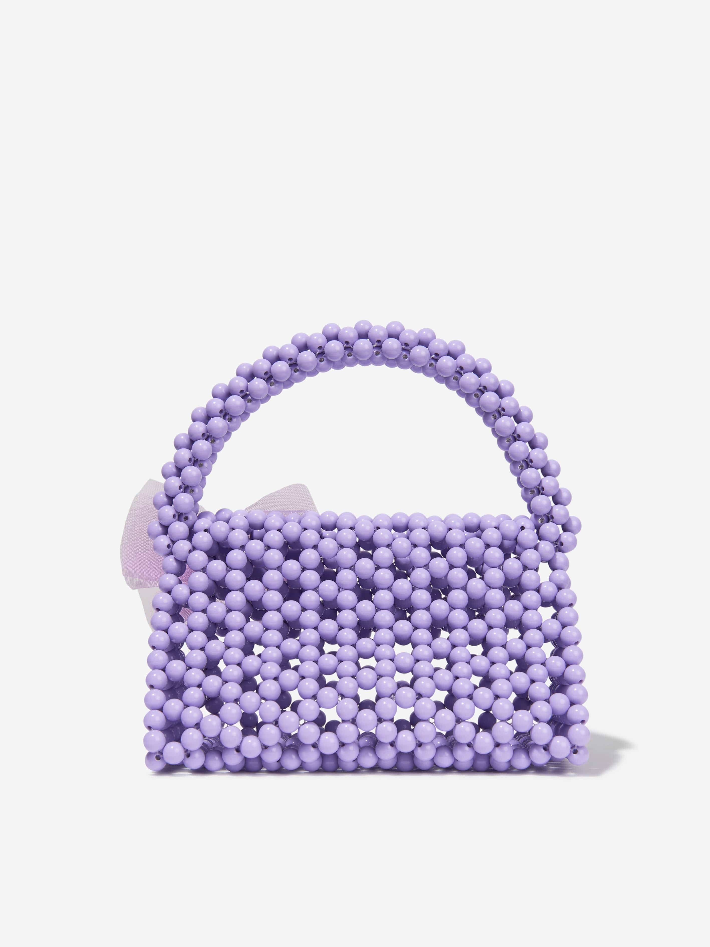 Monnalisa Girls Pearl Beaded Handbag in Lilac