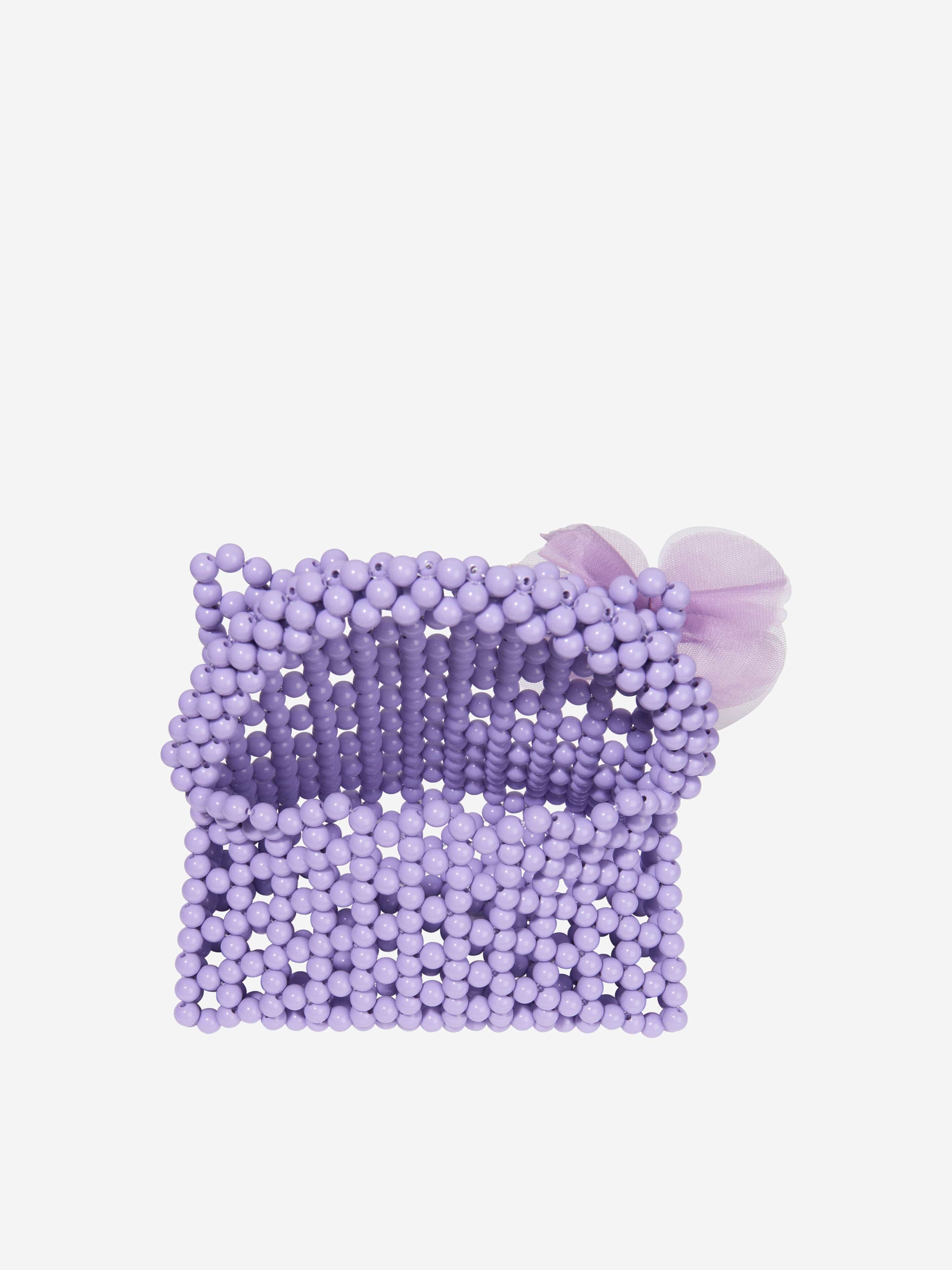 Monnalisa Girls Pearl Beaded Handbag in Lilac