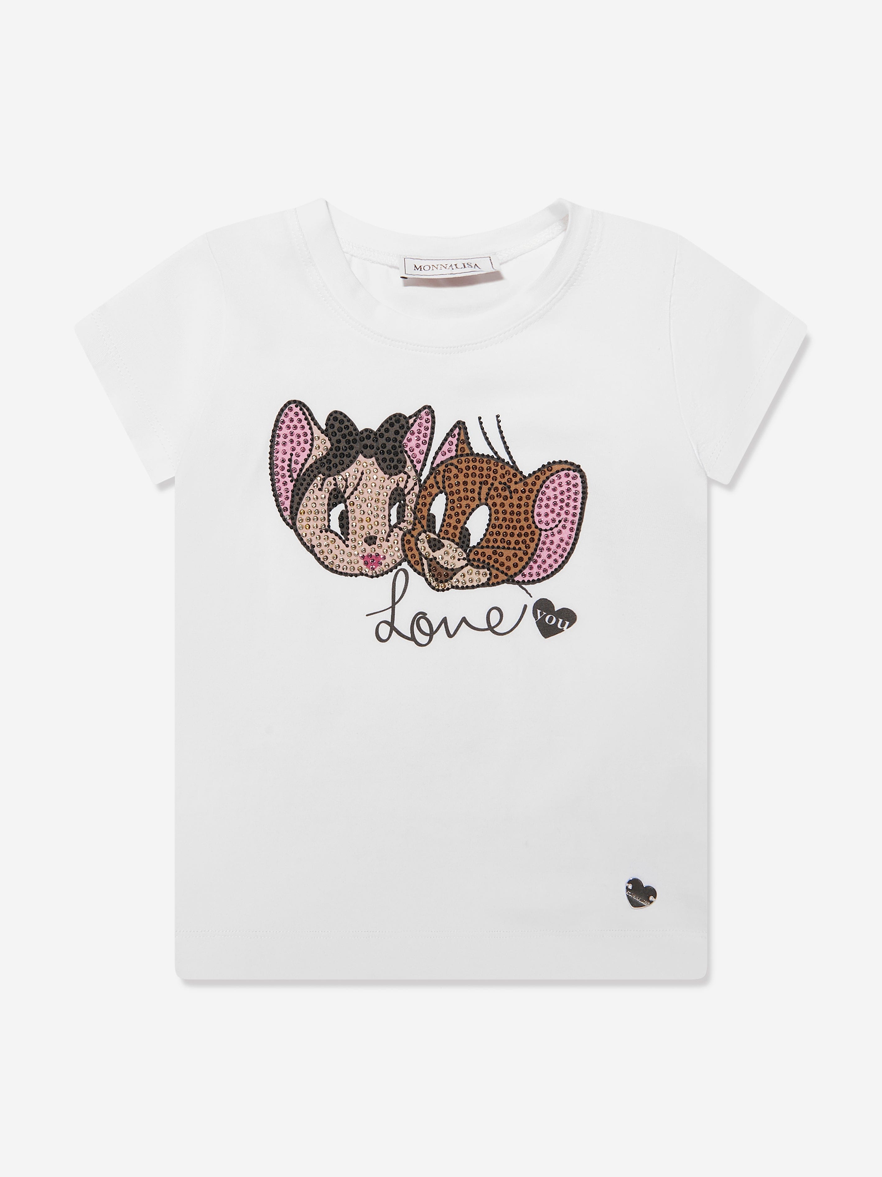 Monnalisa Girls Jerry And Cherie T-Shirt in White