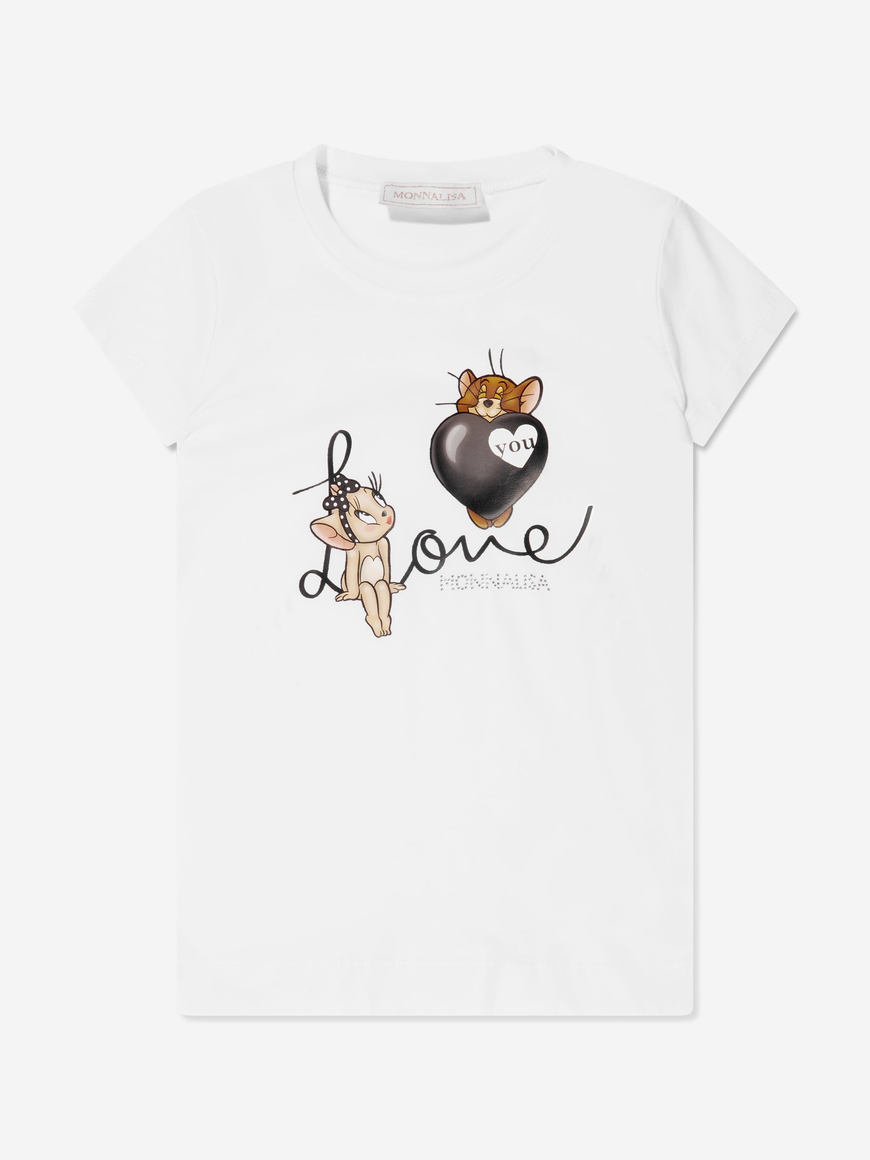 Monnalisa Girls Jerry And Cherie T-Shirt in White