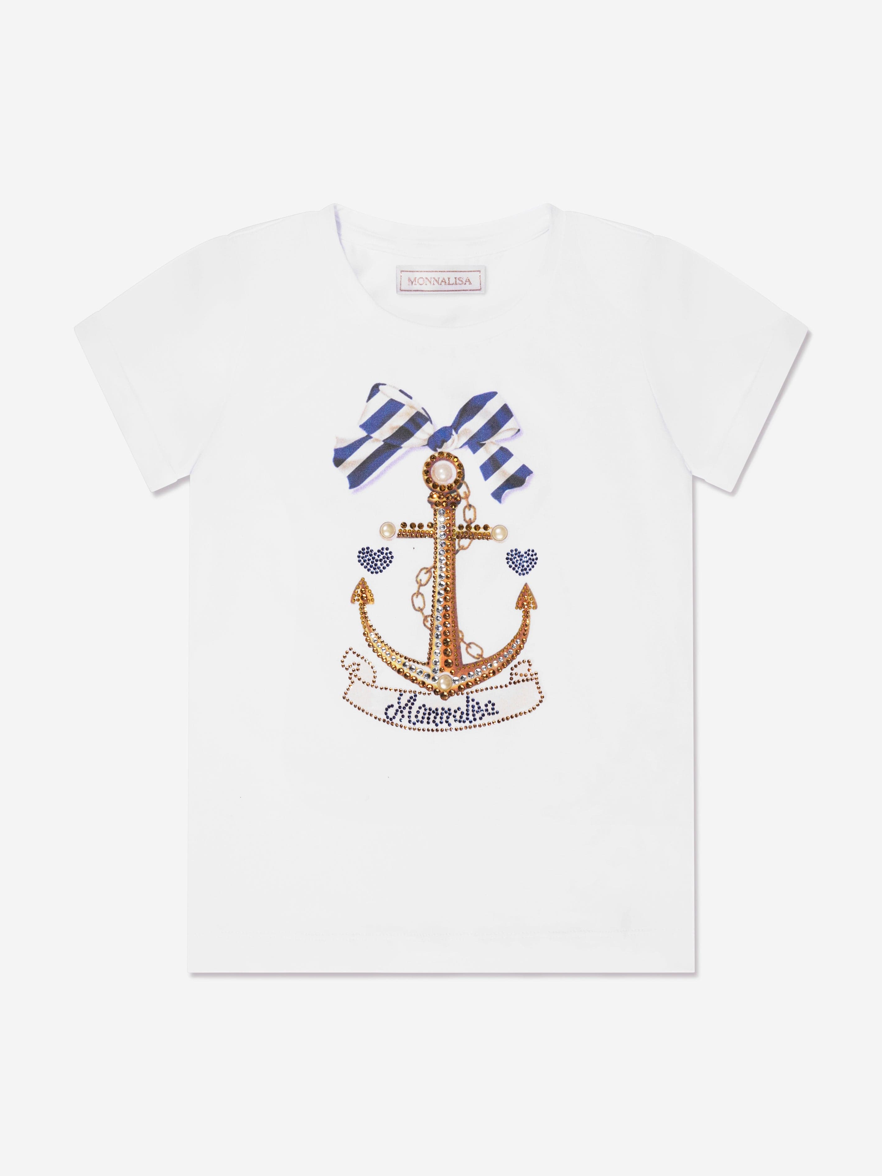 Monnalisa Girls Anchor T-Shirt in White