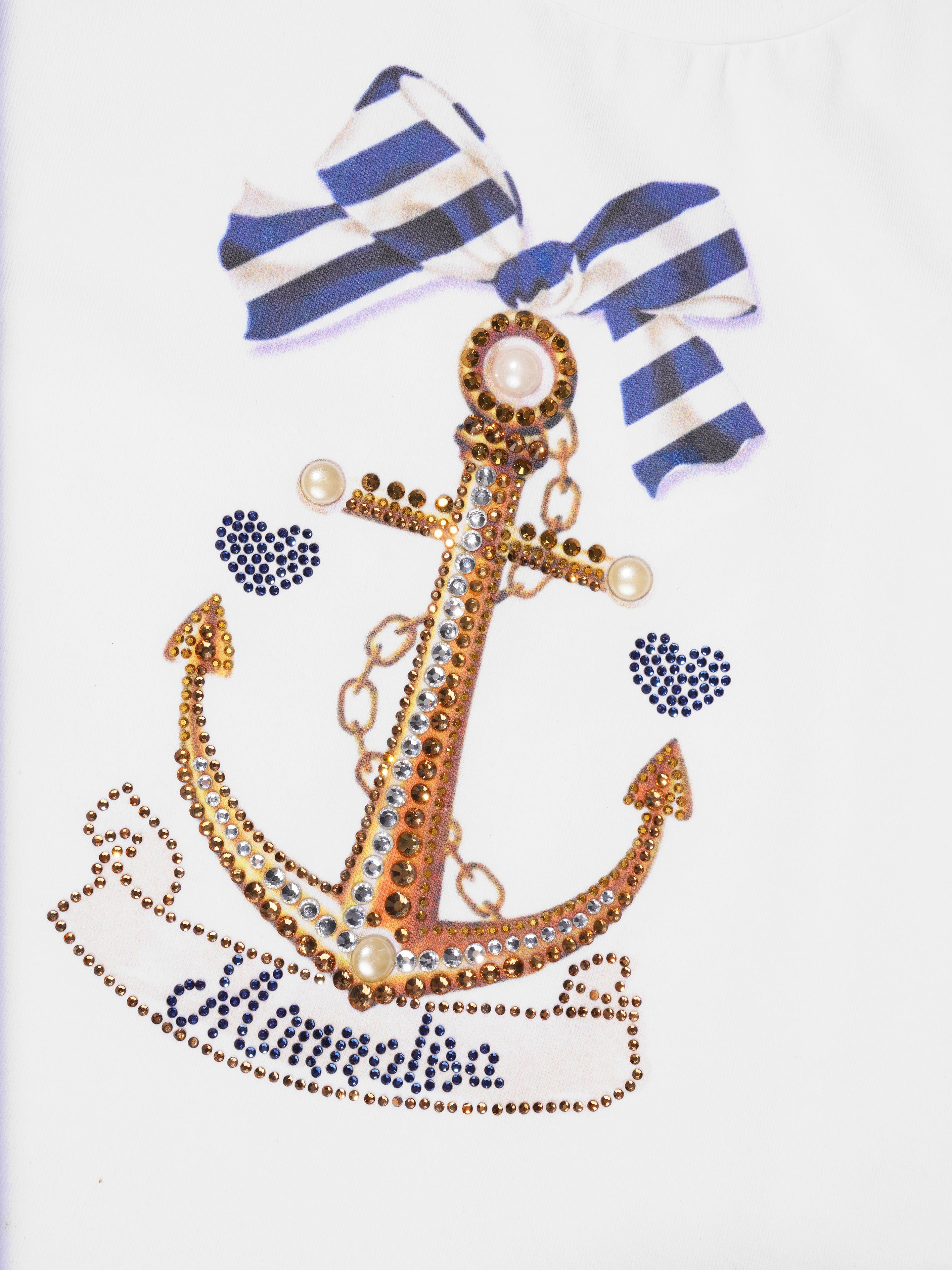 Monnalisa Girls Anchor T-Shirt in White