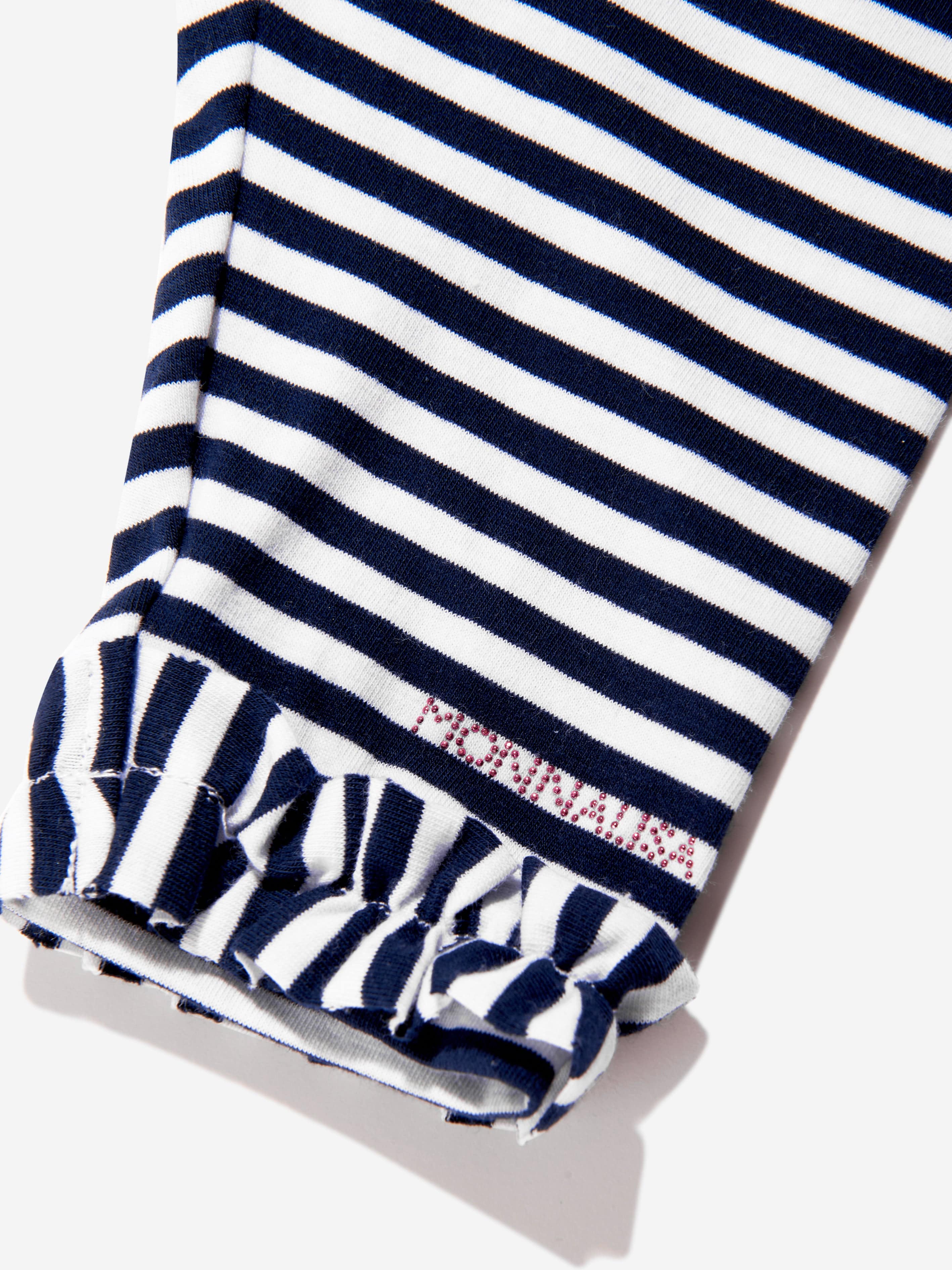 Monnalisa Baby Girls Striped Leggings in Navy