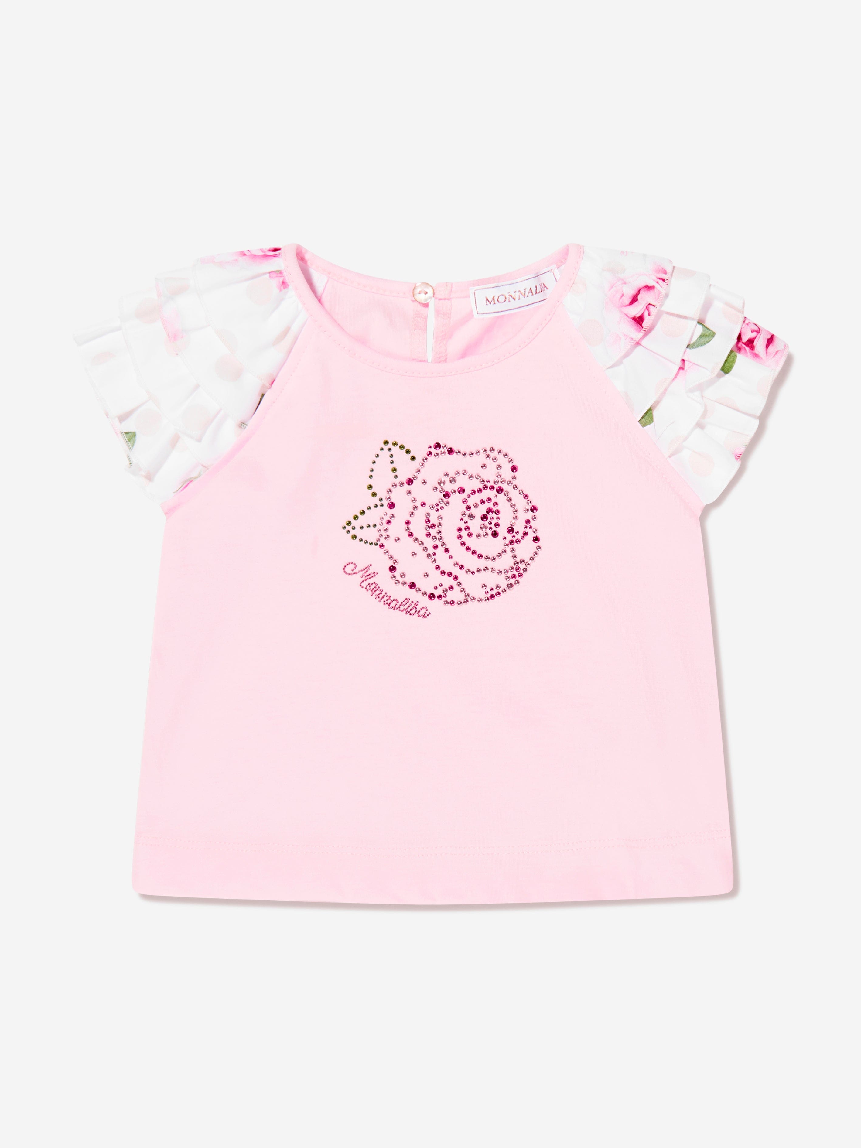 Monnalisa Baby Girls Rose T-Shirt in Pink