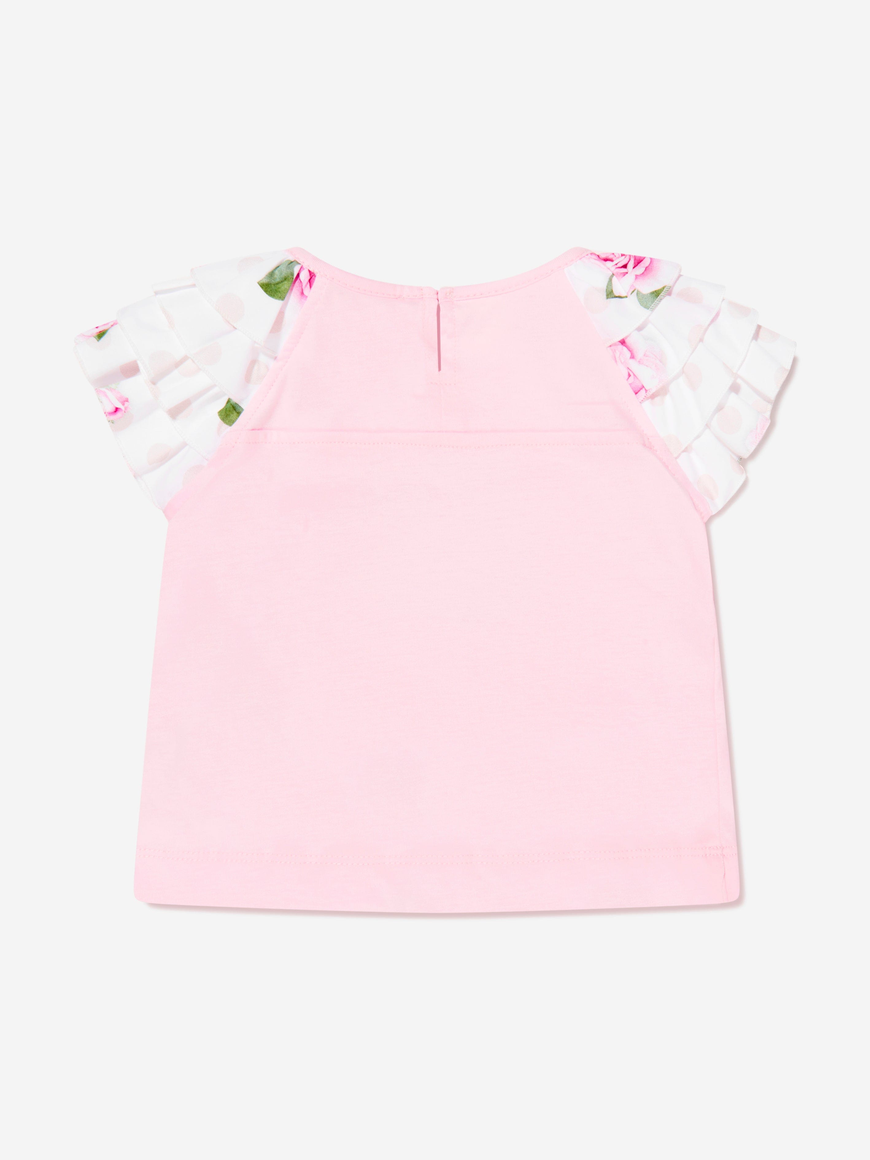 Monnalisa Baby Girls Rose T-Shirt in Pink