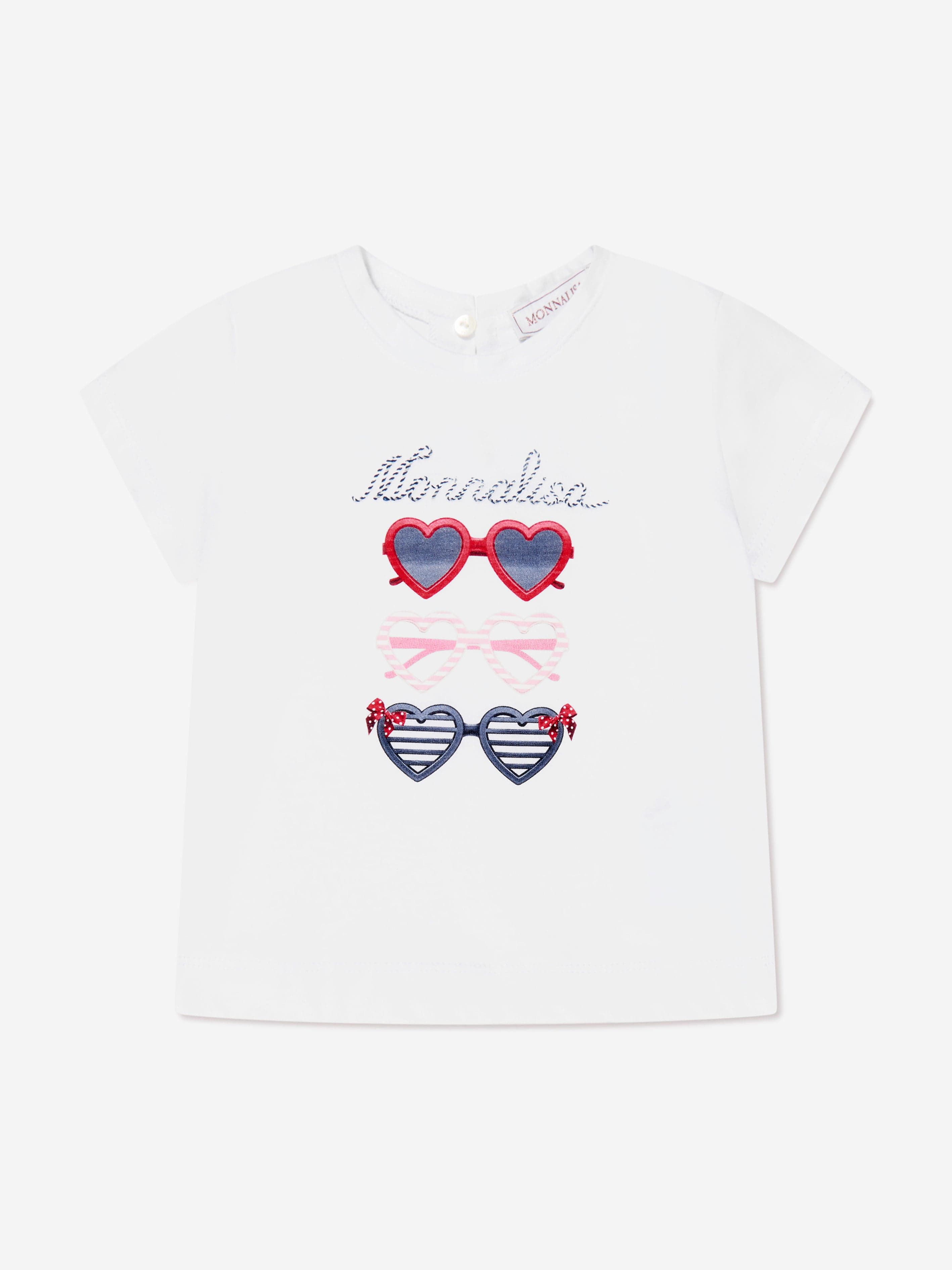 Monnalisa Baby Girls Sunglasses T-Shirt in White