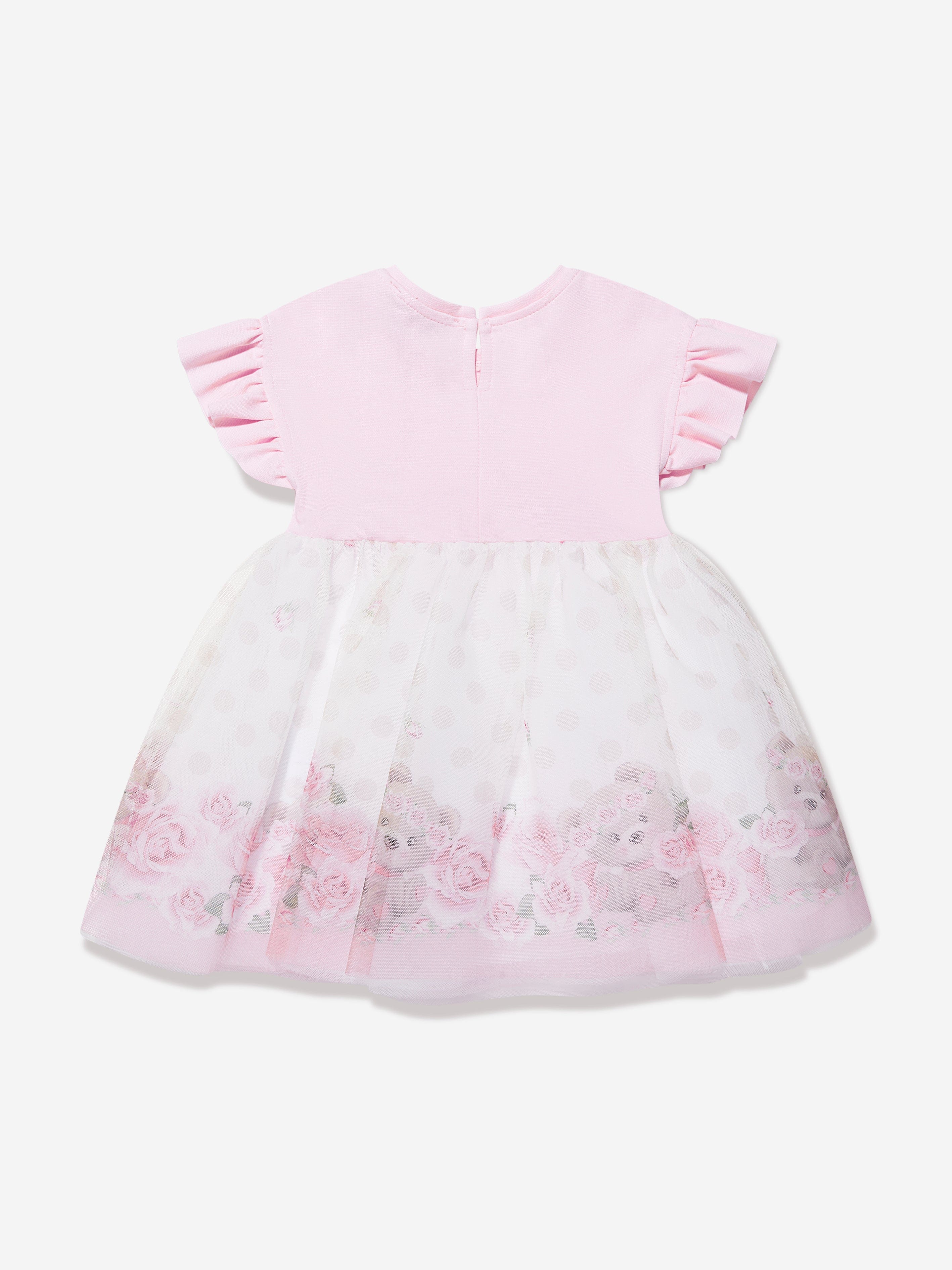 Monnalisa Baby Girls Rose Bear Dress in White