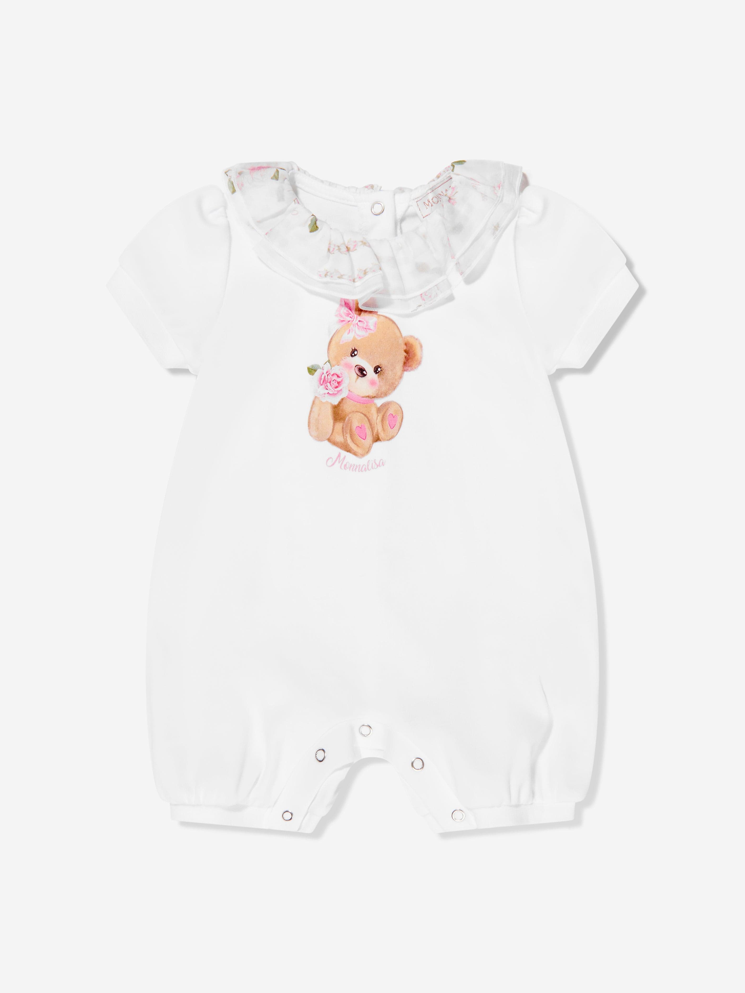 Monnalisa Baby Girls Bear Romper in White