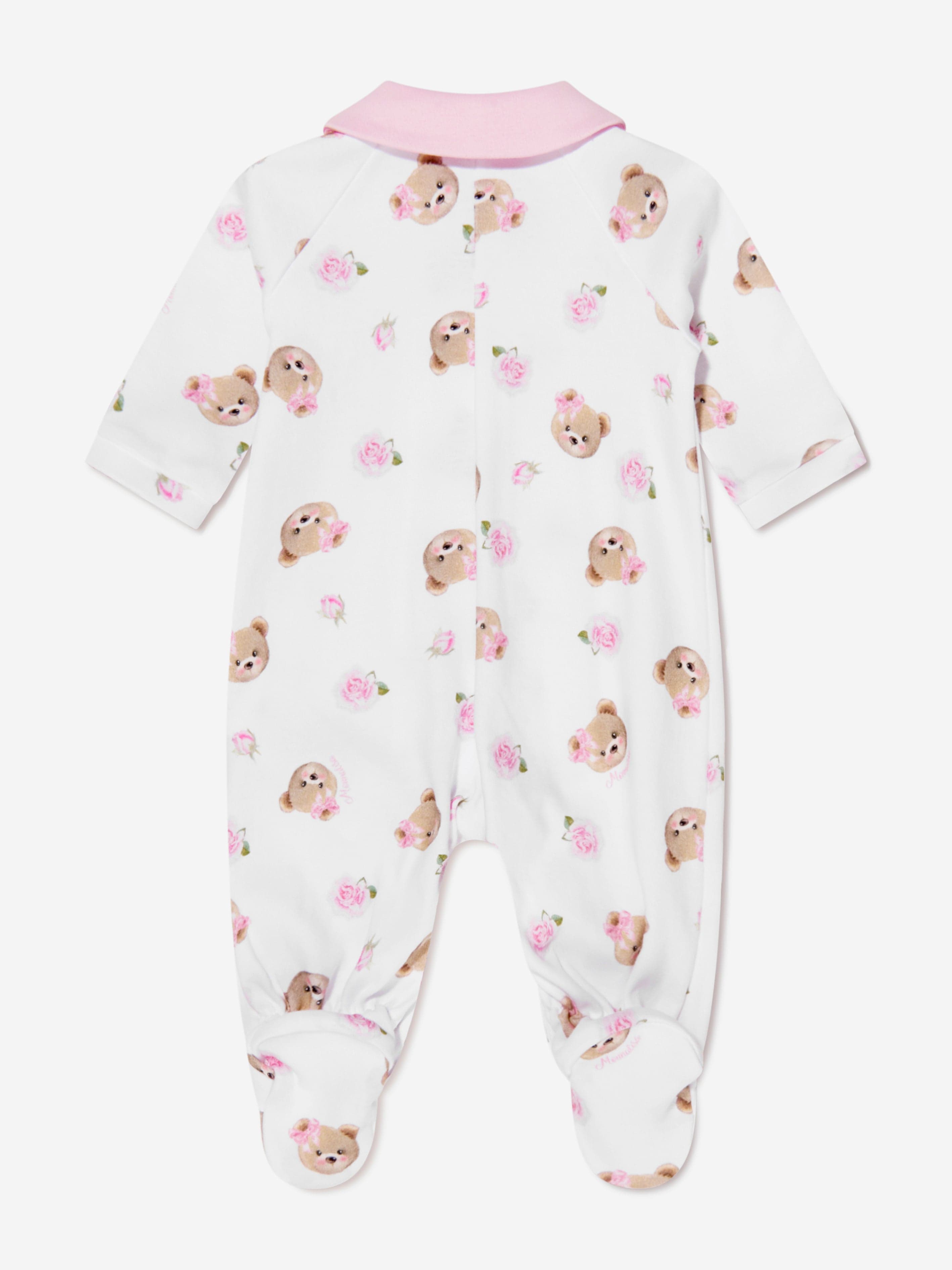 Monnalisa Baby Girls Bear Babygrow in White