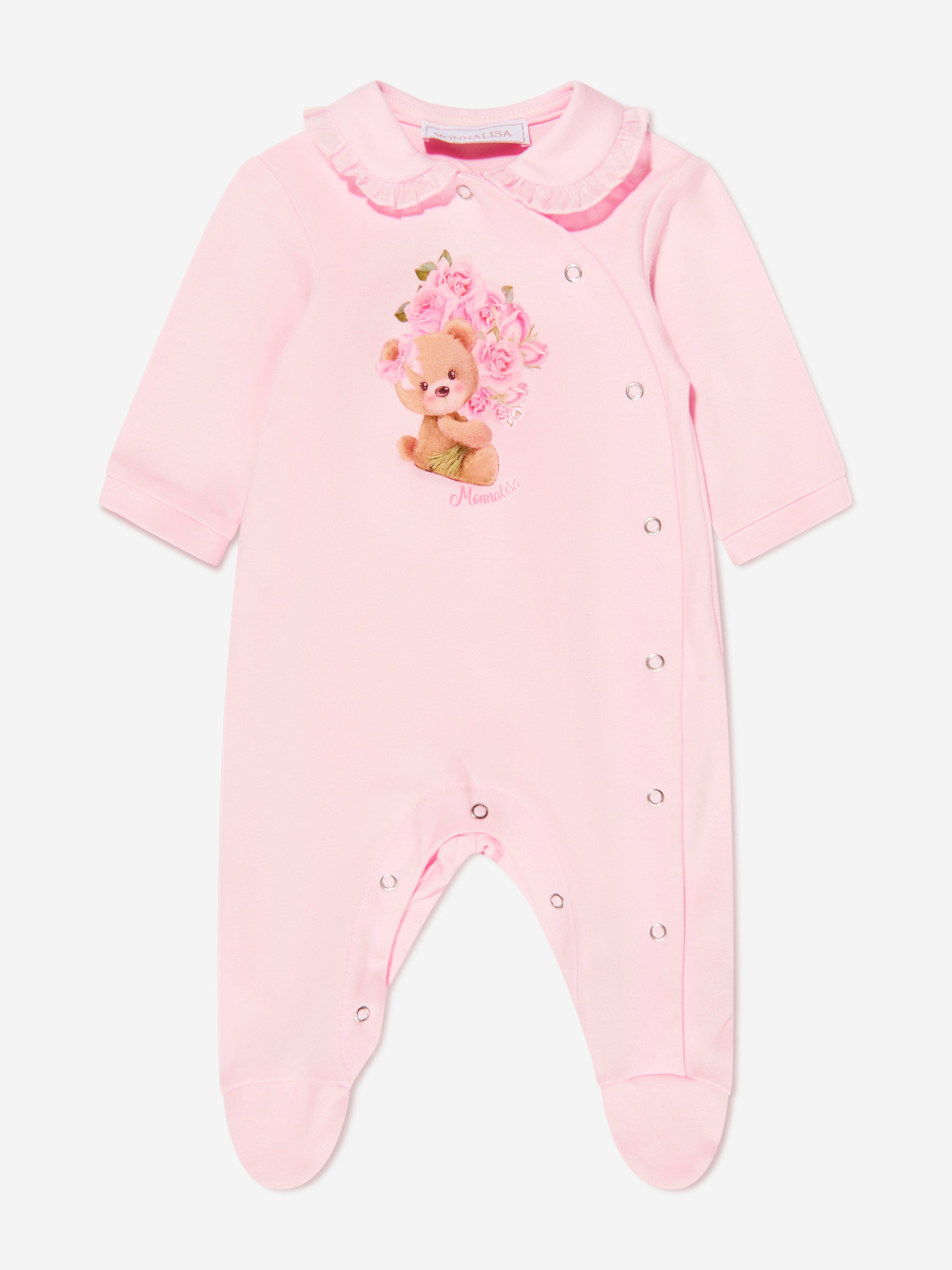 Monnalisa Baby Girls Bear Babygrow in Pink