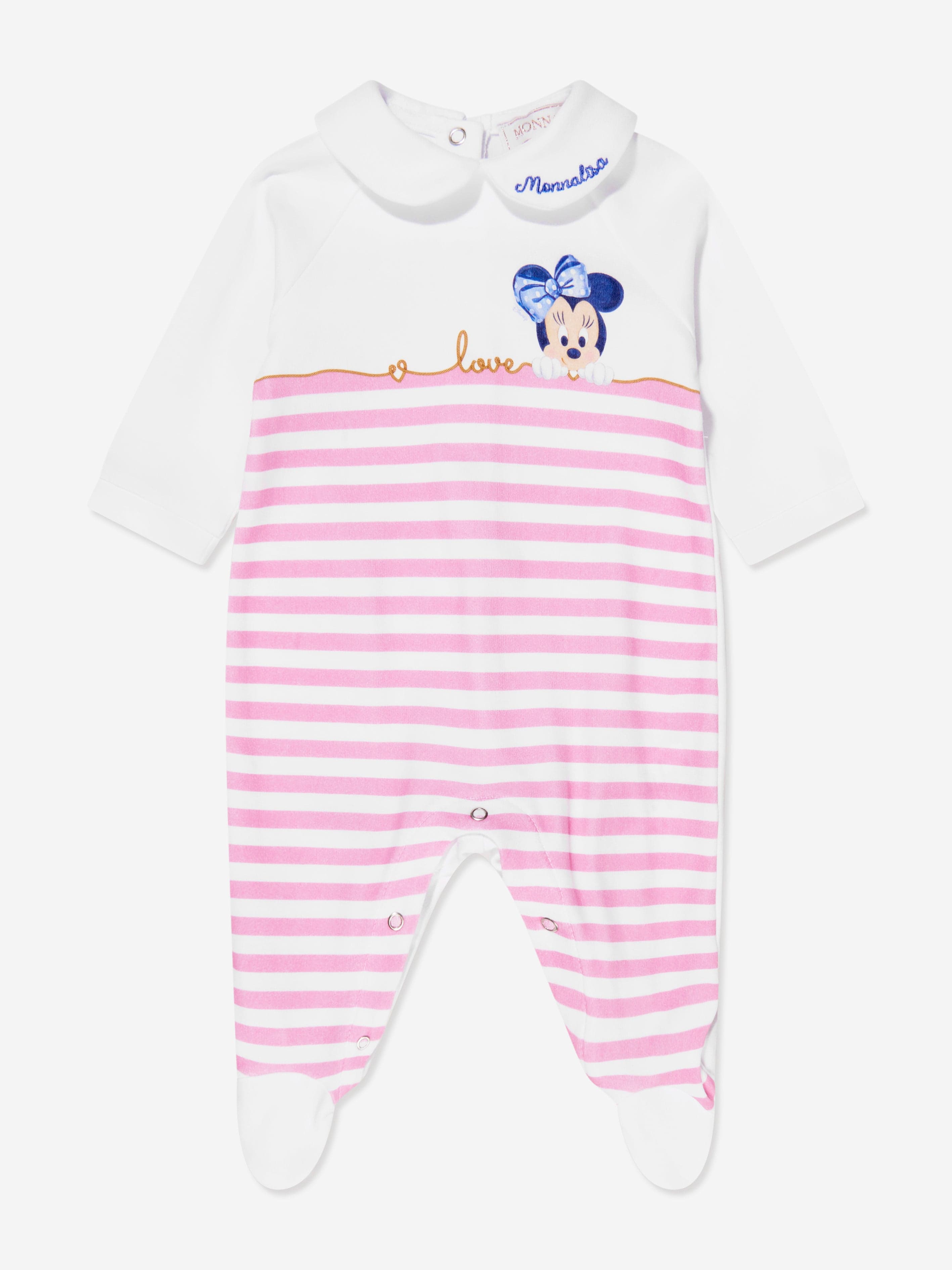 Monnalisa Baby Girls Striped Babygrow in Pink