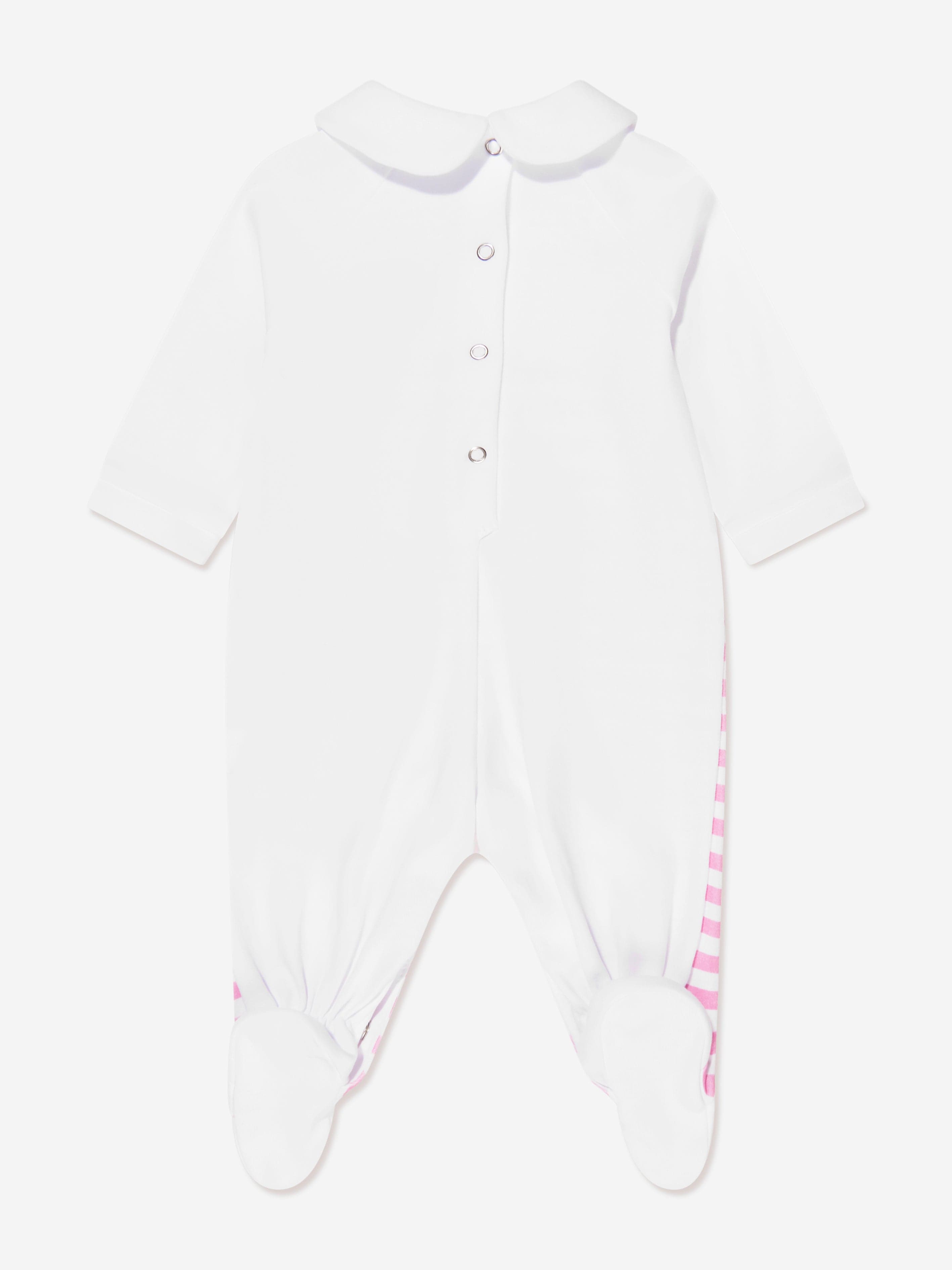 Monnalisa Baby Girls Striped Babygrow in Pink