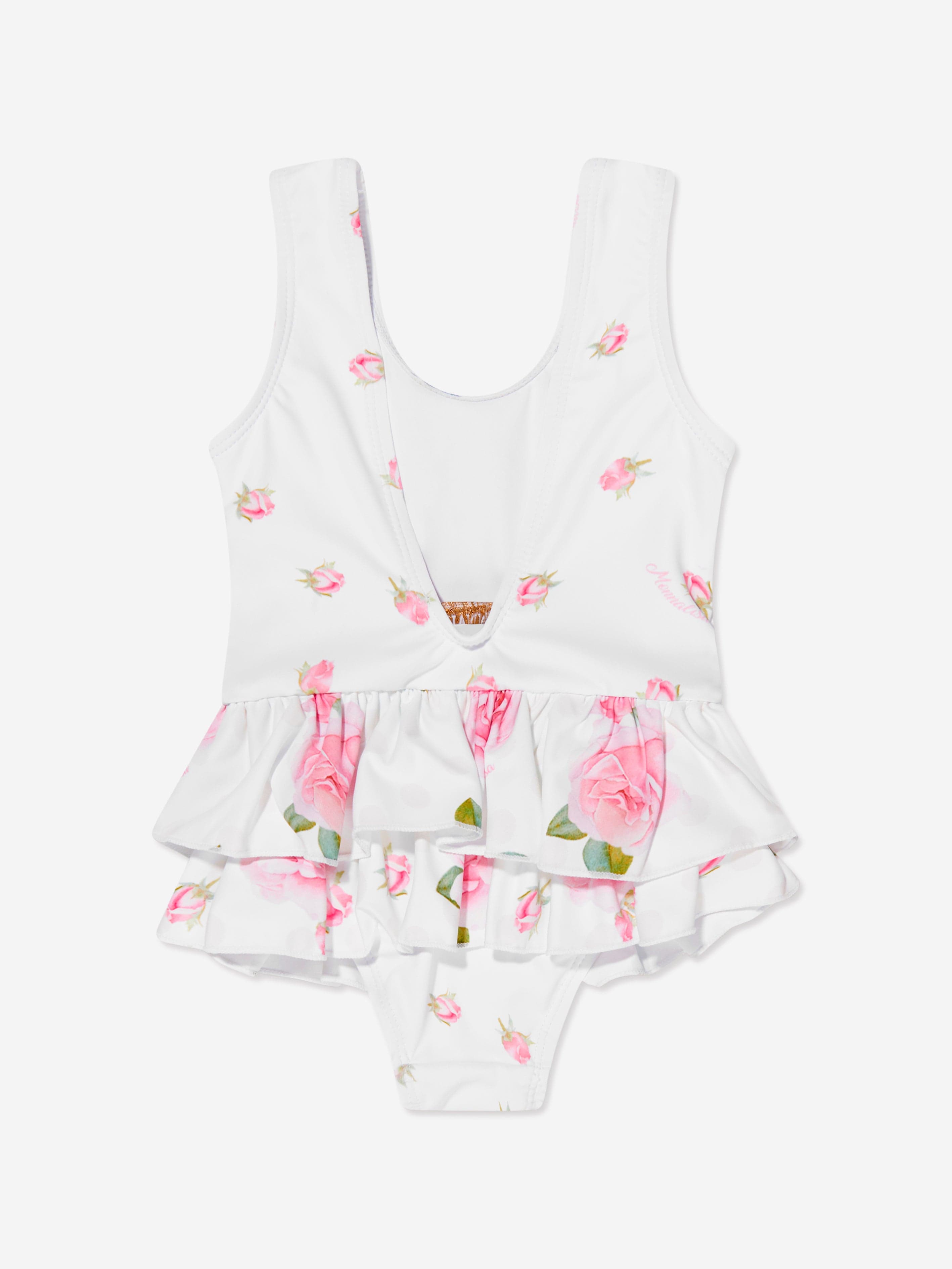 Monnalisa Baby Girls Bear Swimsuit in White