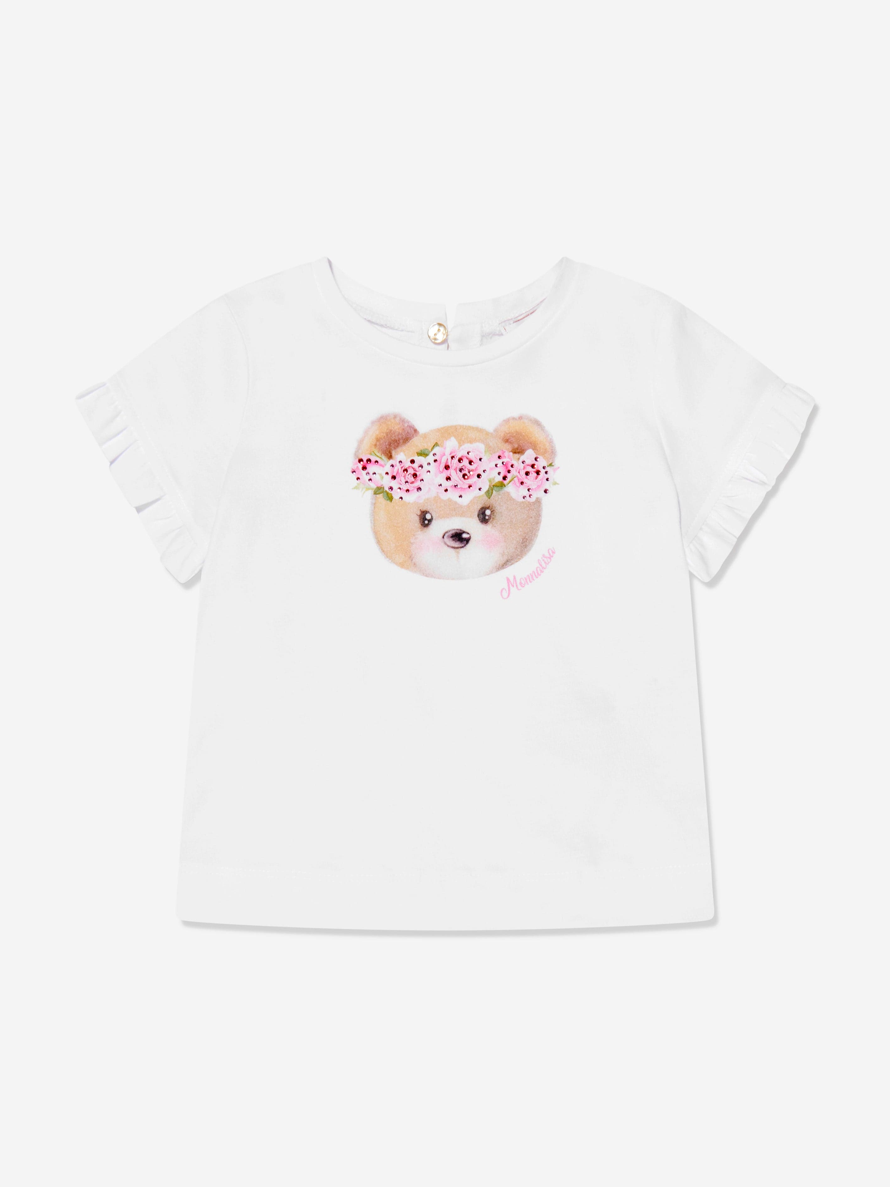 Monnalisa Baby Girls Sweet Bear T-Shirt in White