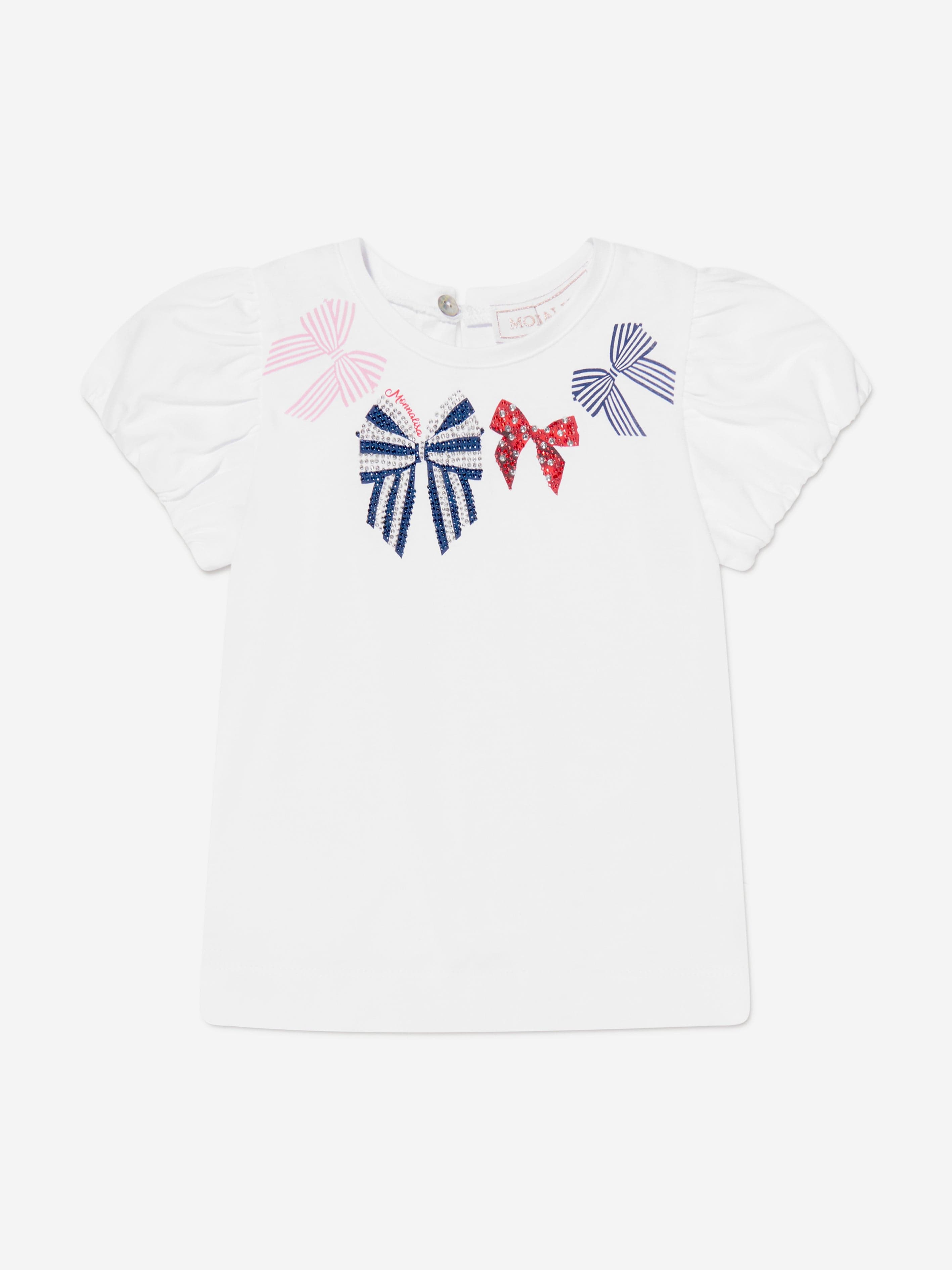 Monnalisa Baby Girls Bows T-Shirt in White