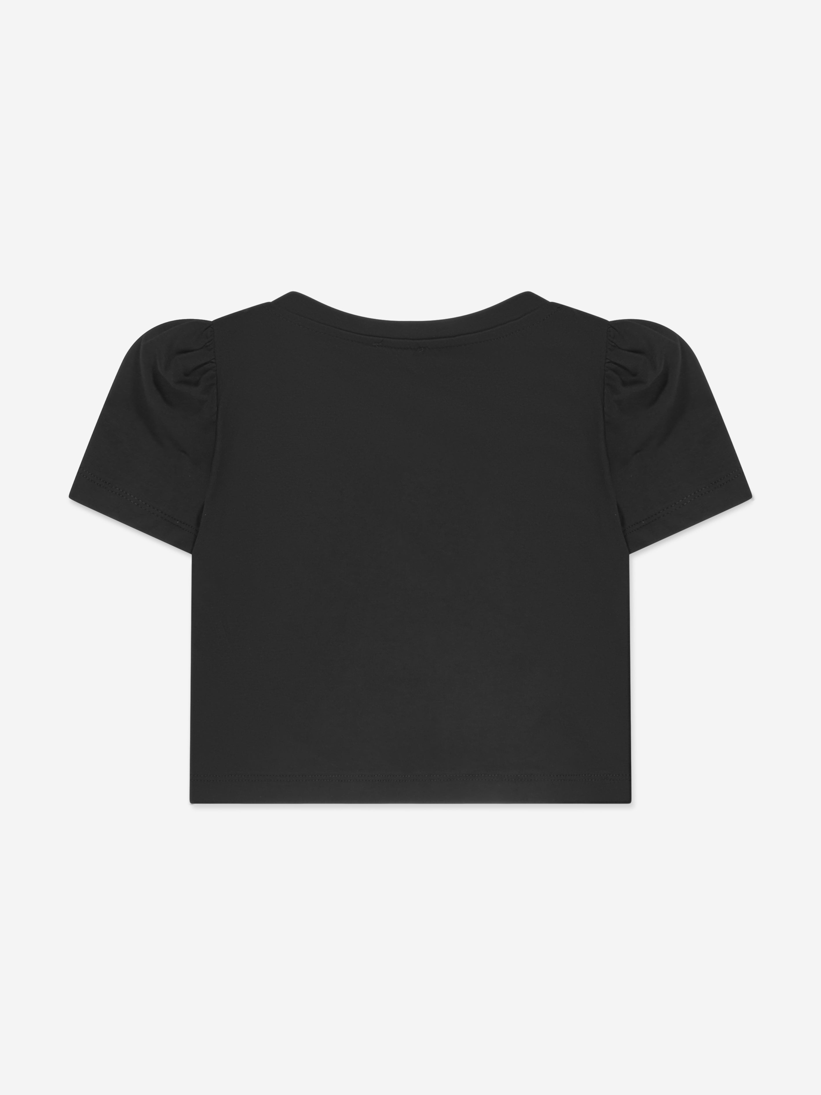 Monnalisa Girls Cropped Star T-Shirt in Black