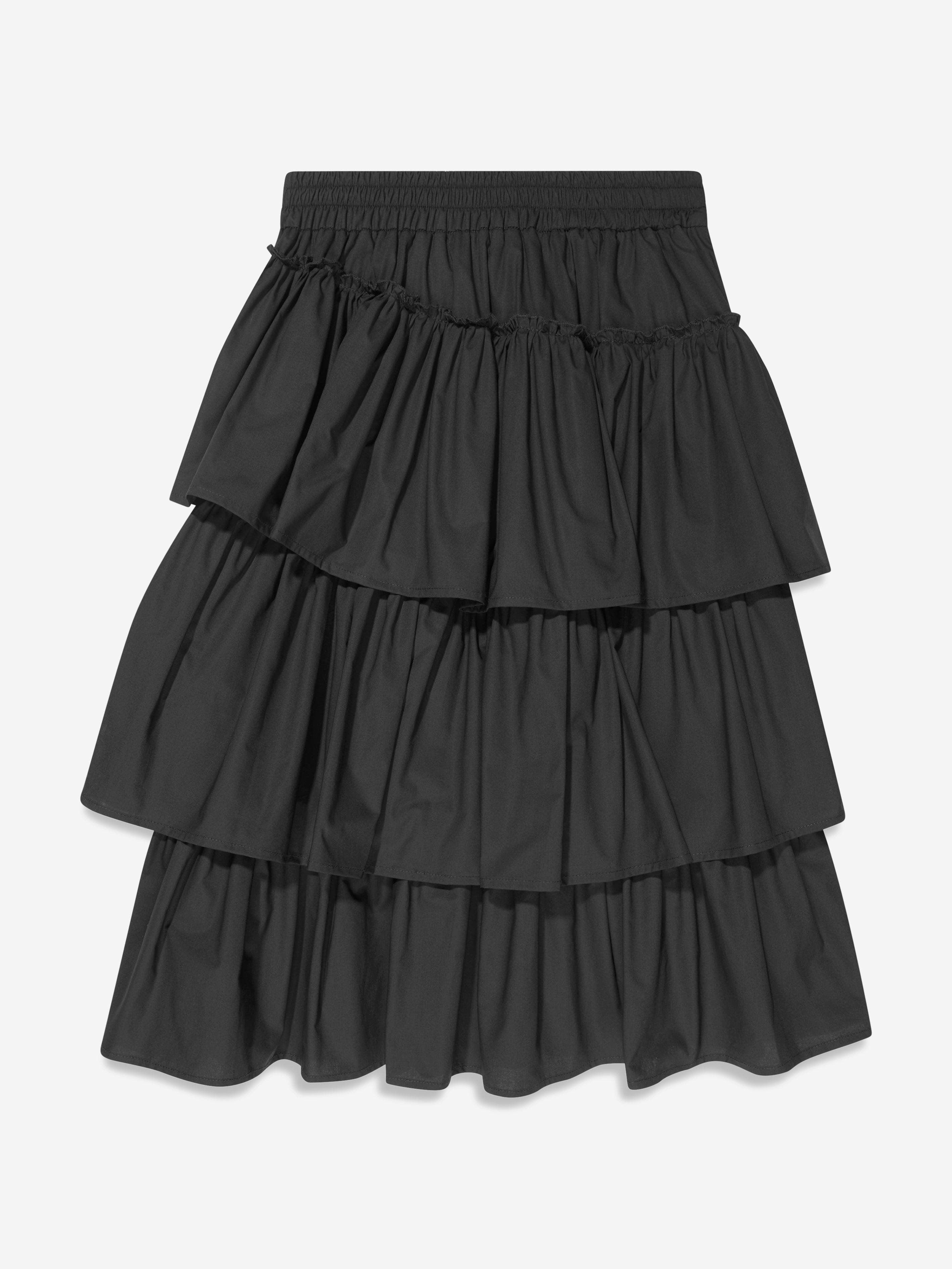 Monnalisa Girls Ruffled Maxi Skirt in Black