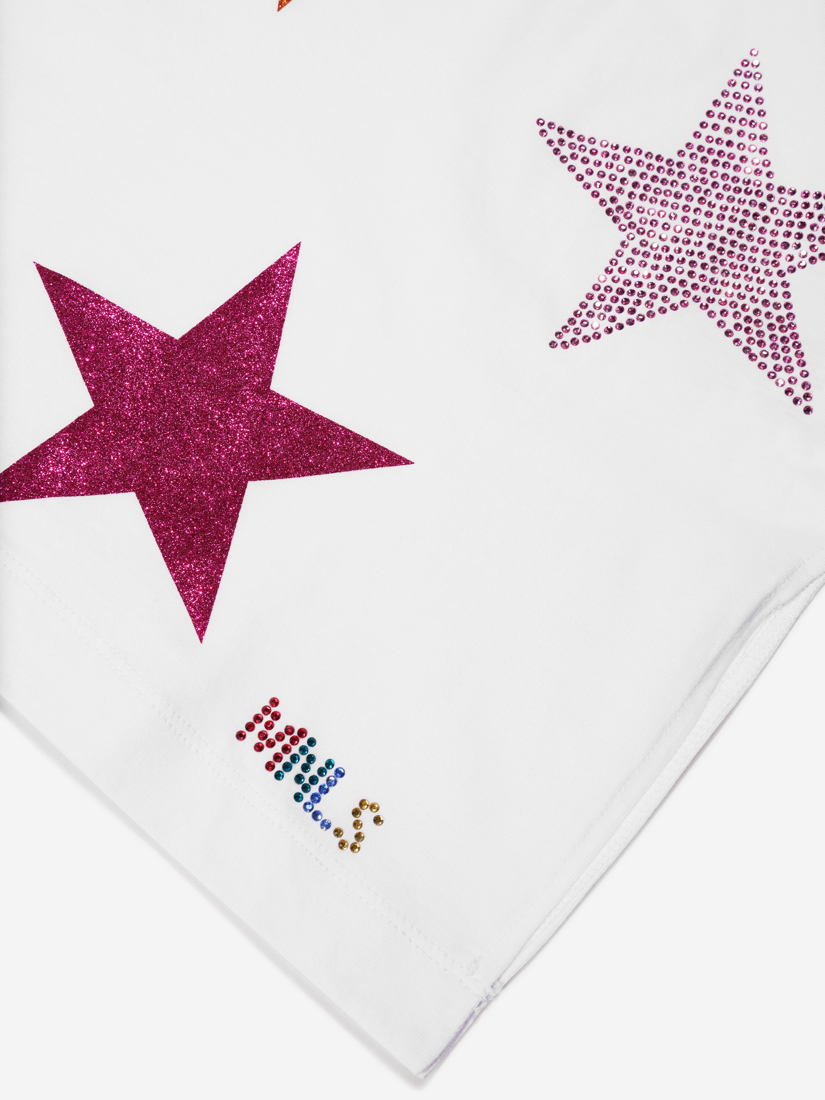 Monnalisa Girls Glitter Stars T-Shirt in White