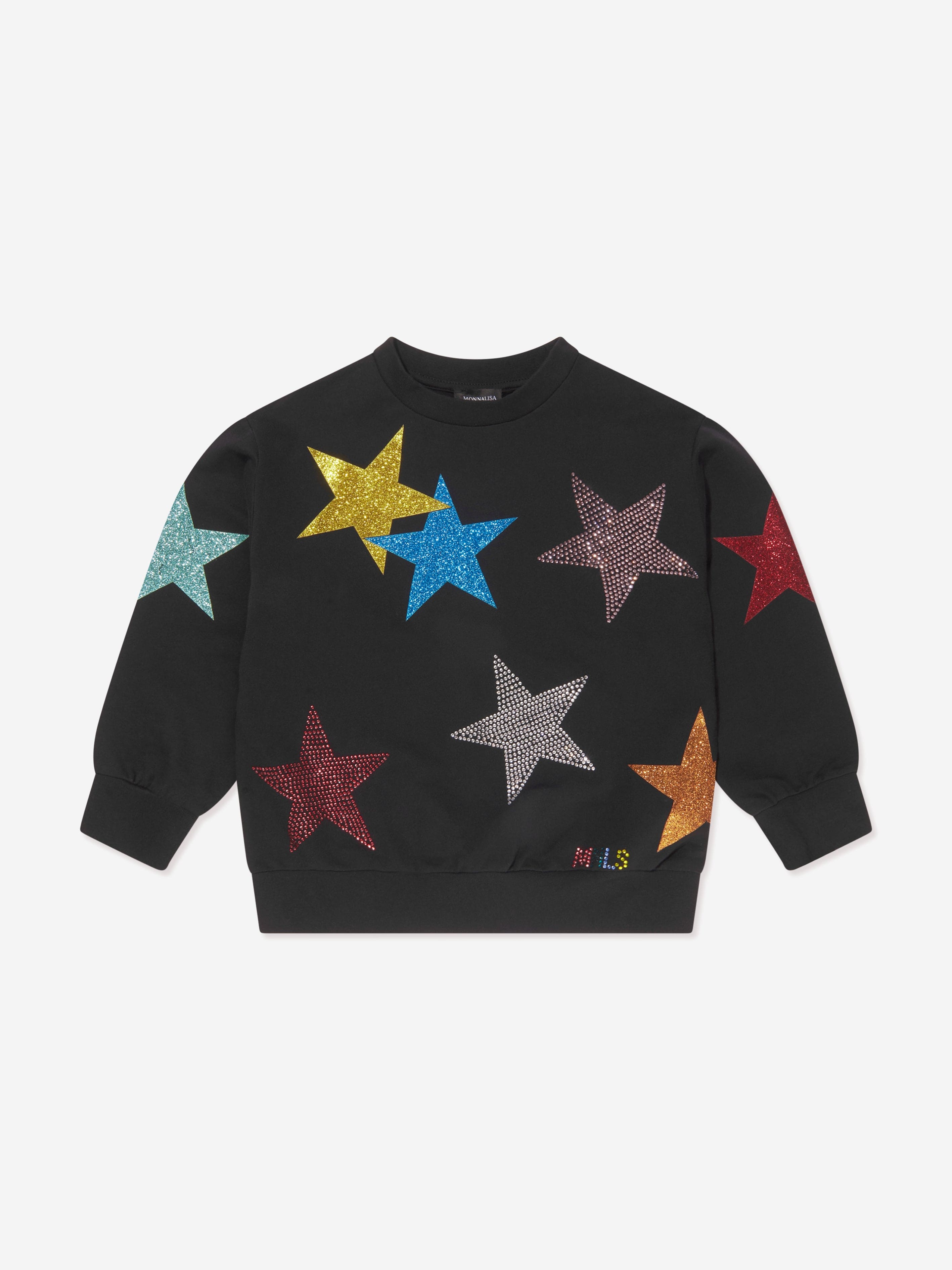 Monnalisa Girls Glitter Star Sweatshirt in Black