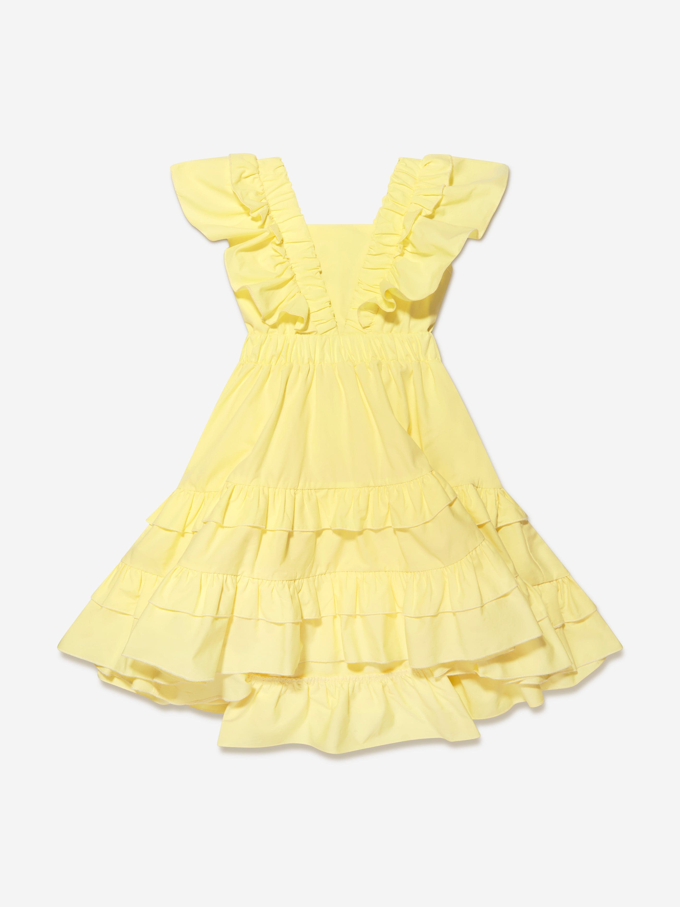 Monnalisa Girls Ruffle Dress in Yellow