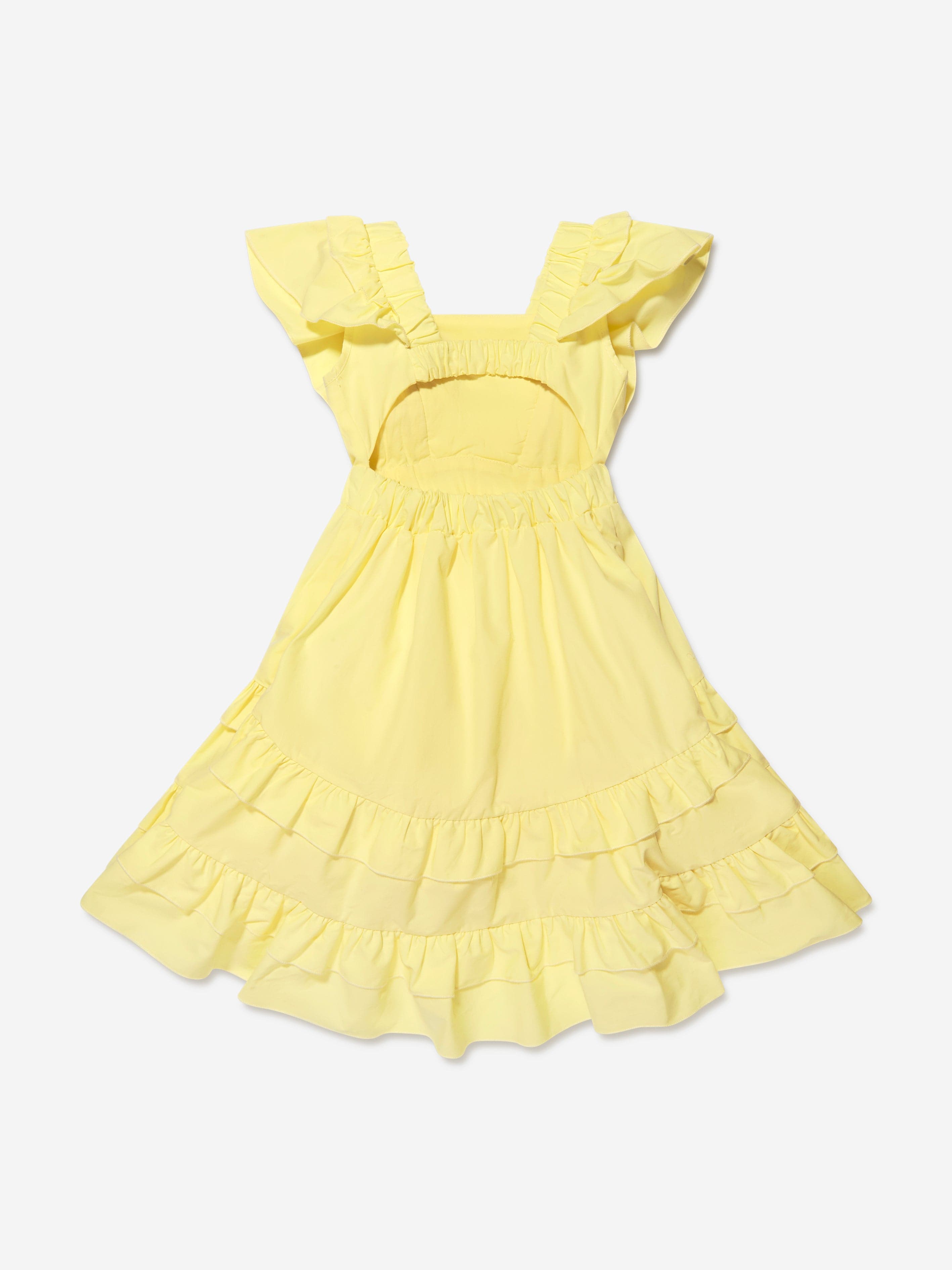 Monnalisa Girls Ruffle Dress in Yellow