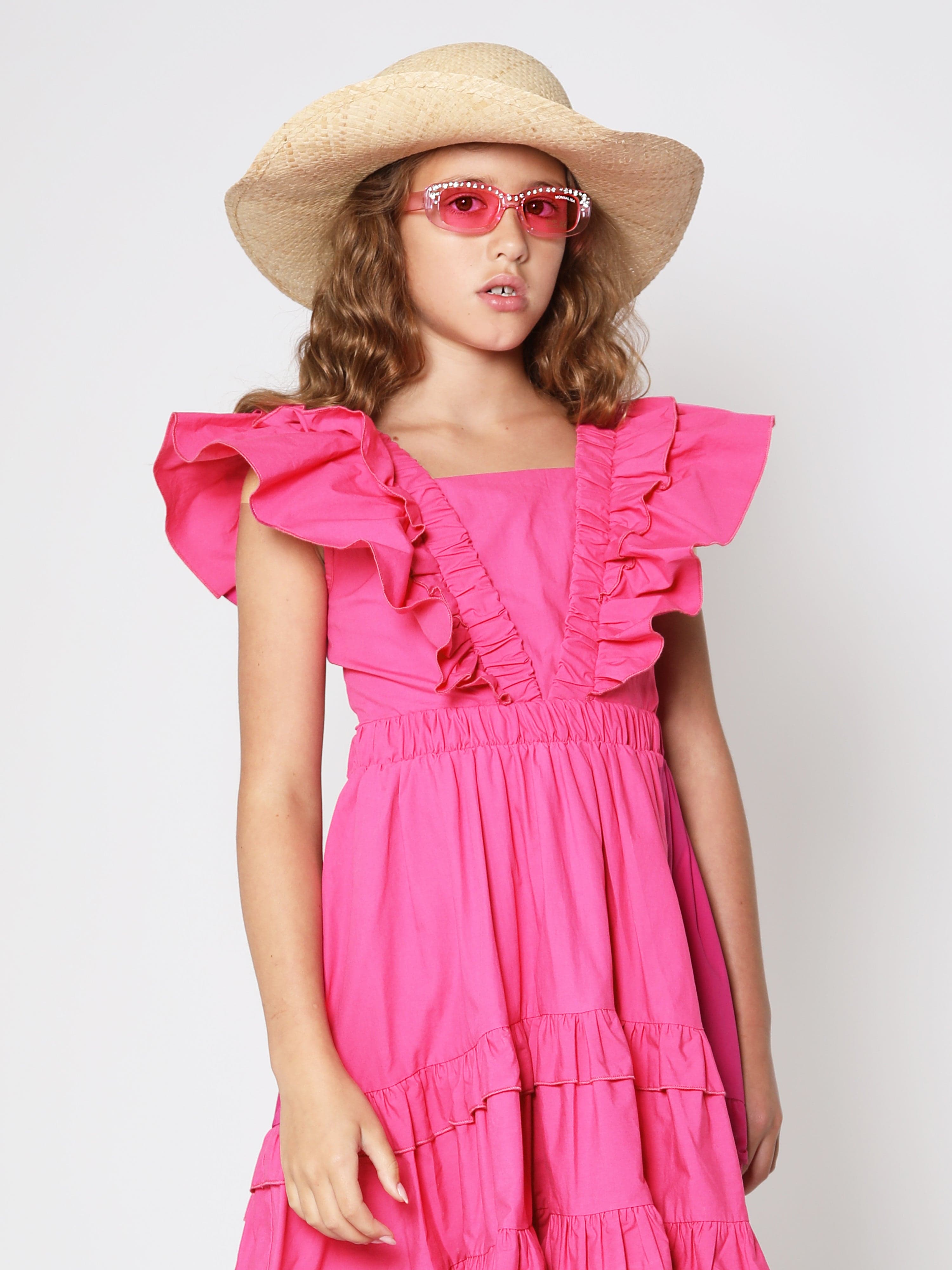 Monnalisa Girls Ruffle Dress in Pink