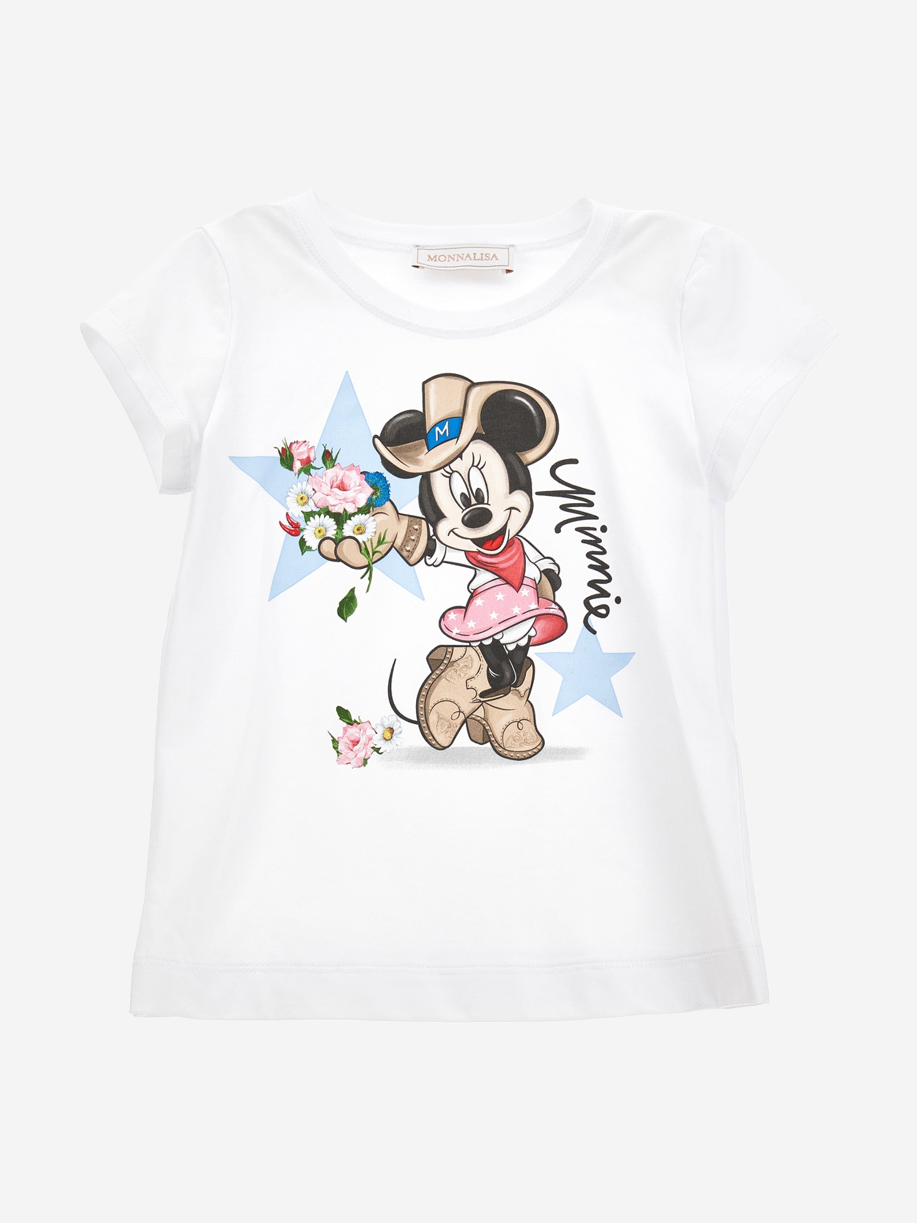 Monnalisa Girls Minnie Mouse Cowgirl T-Shirt in White