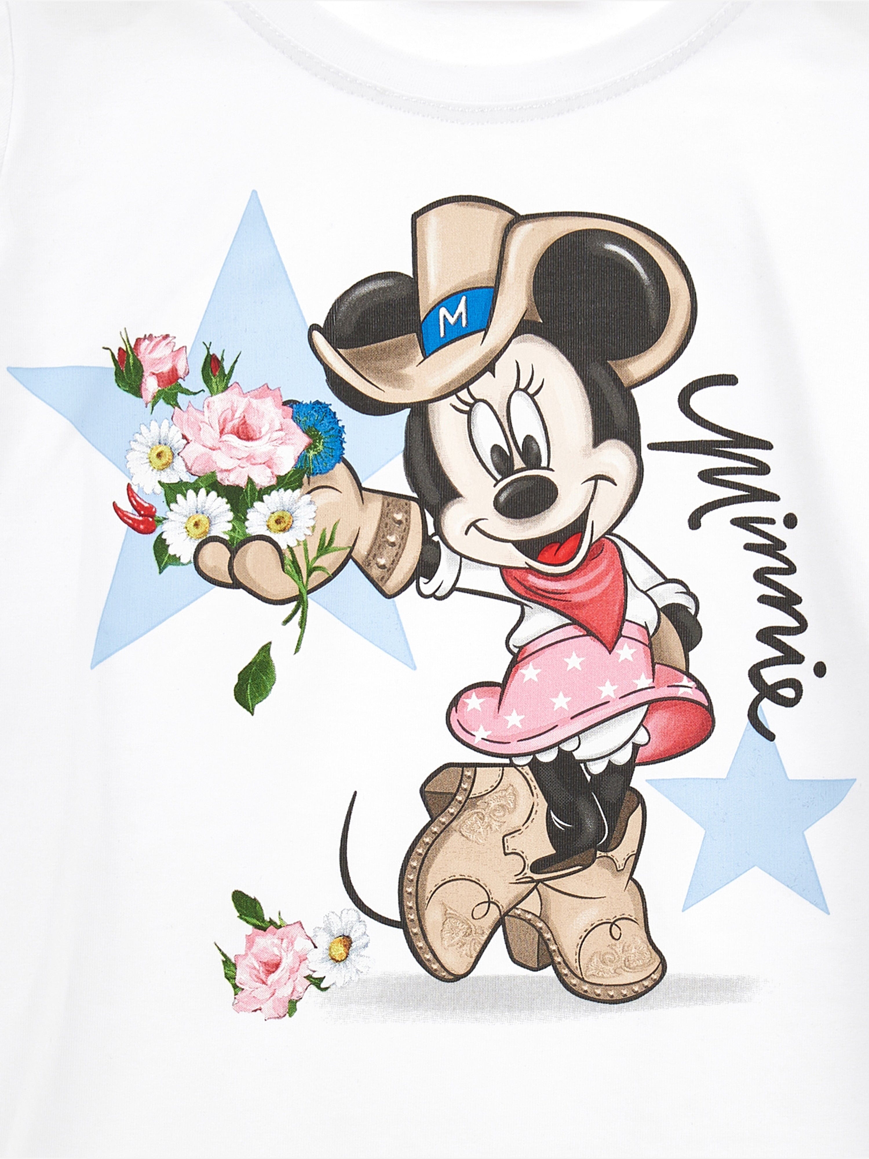 Monnalisa Girls Minnie Mouse Cowgirl T-Shirt in White