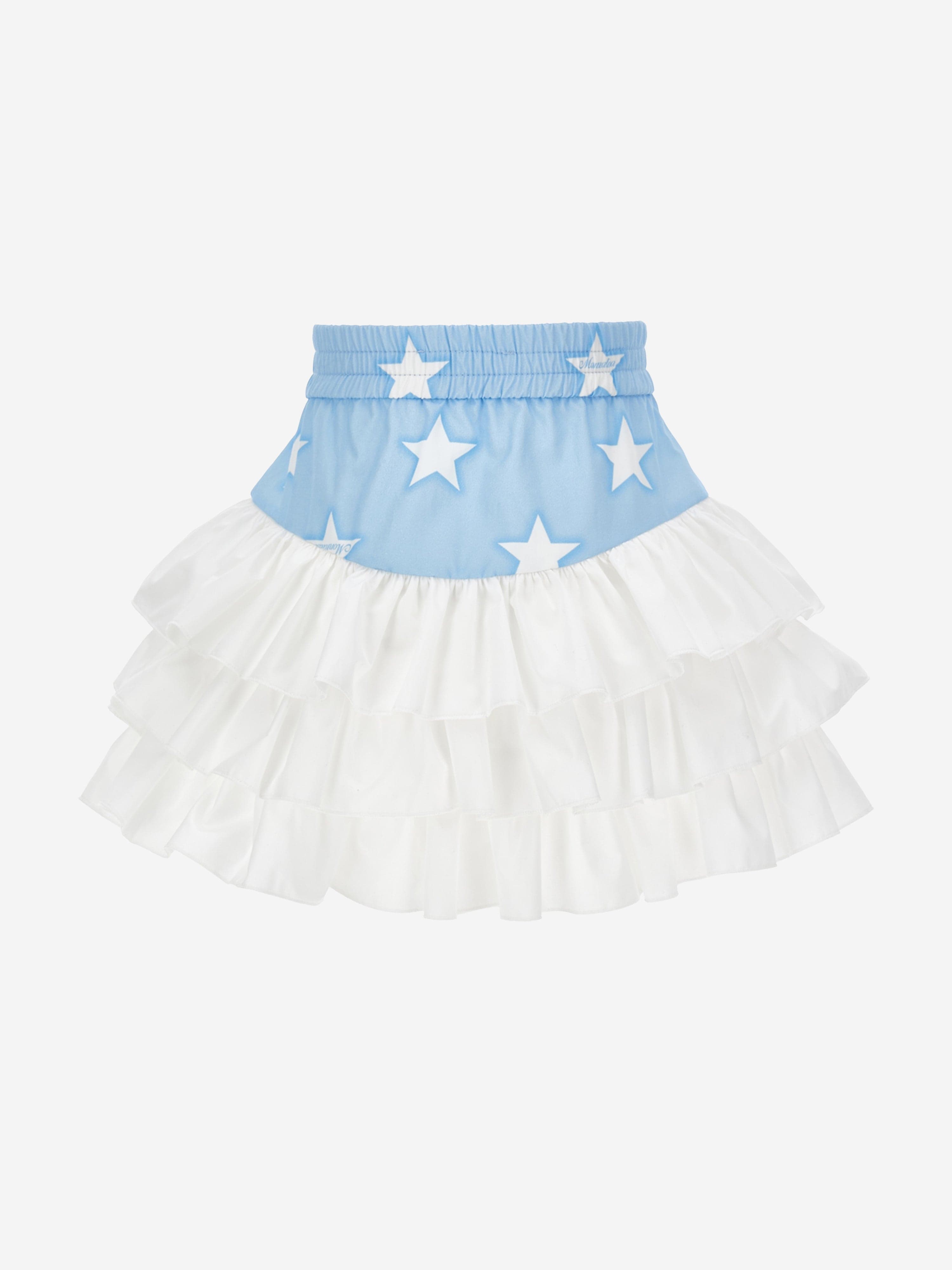 Monnalisa Girls Denim Stars Ruffle Skirt in Blue