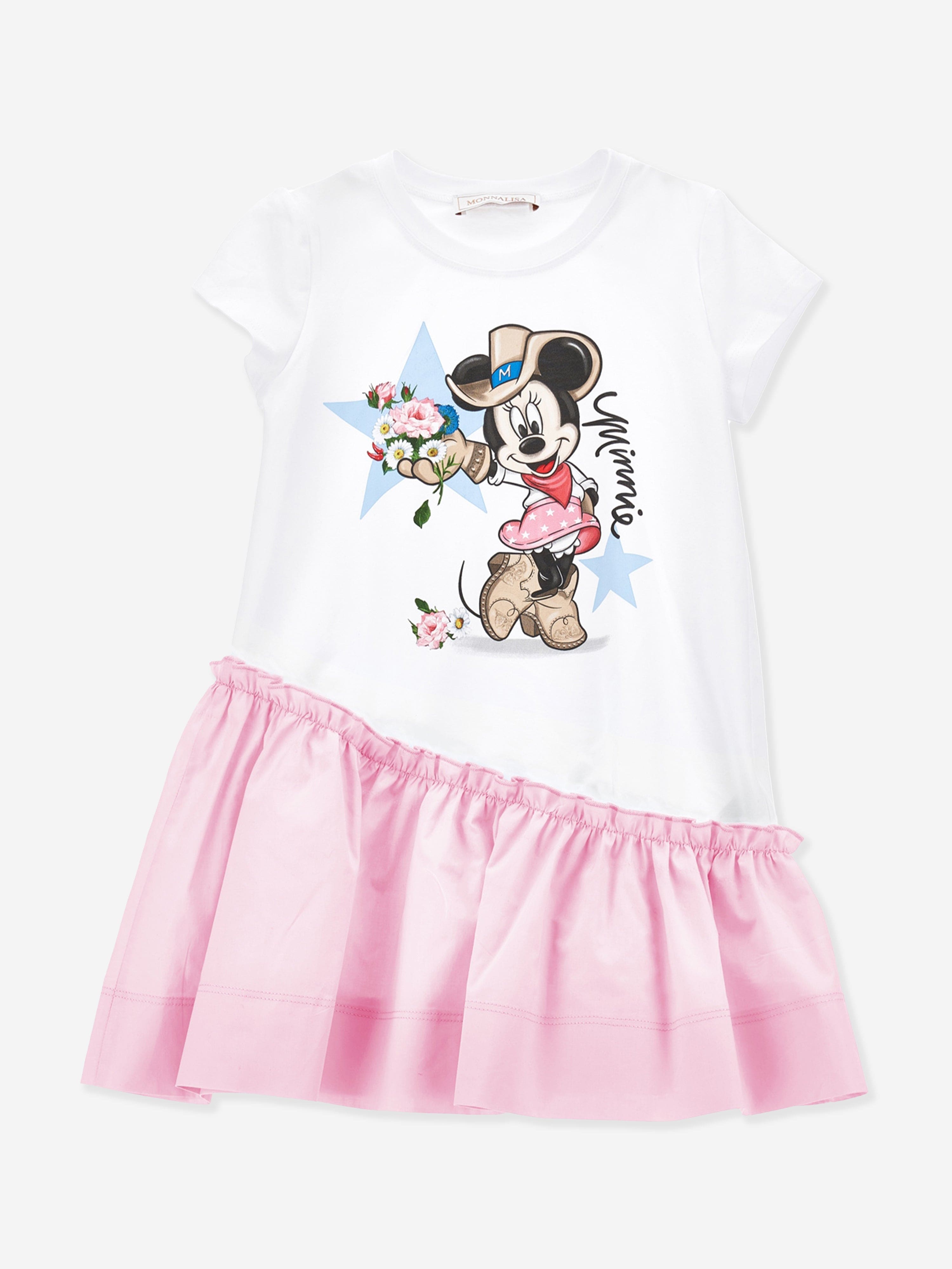 Monnalisa Girls Minnie Mouse Dress in White