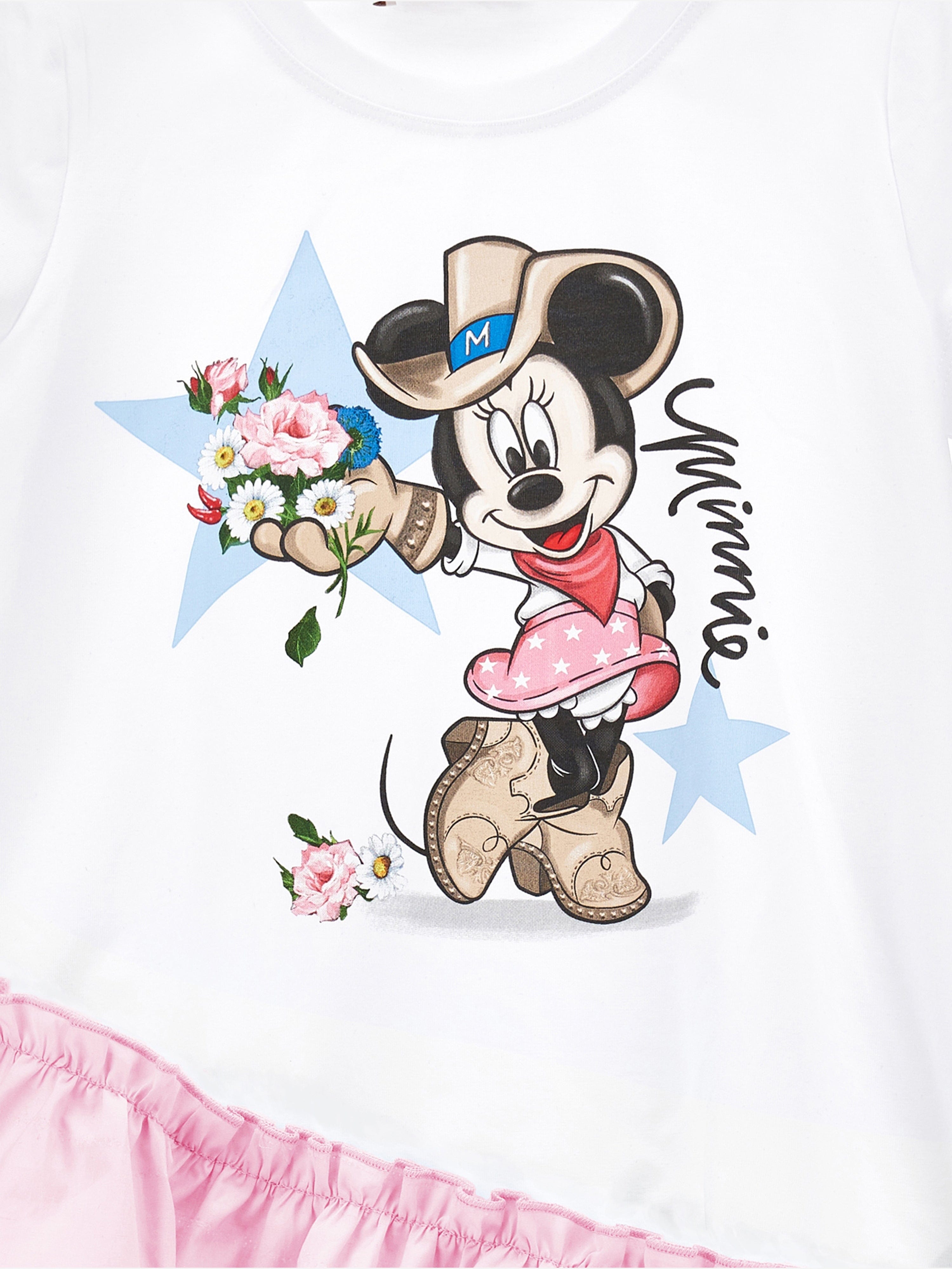 Monnalisa Girls Minnie Mouse Dress in White