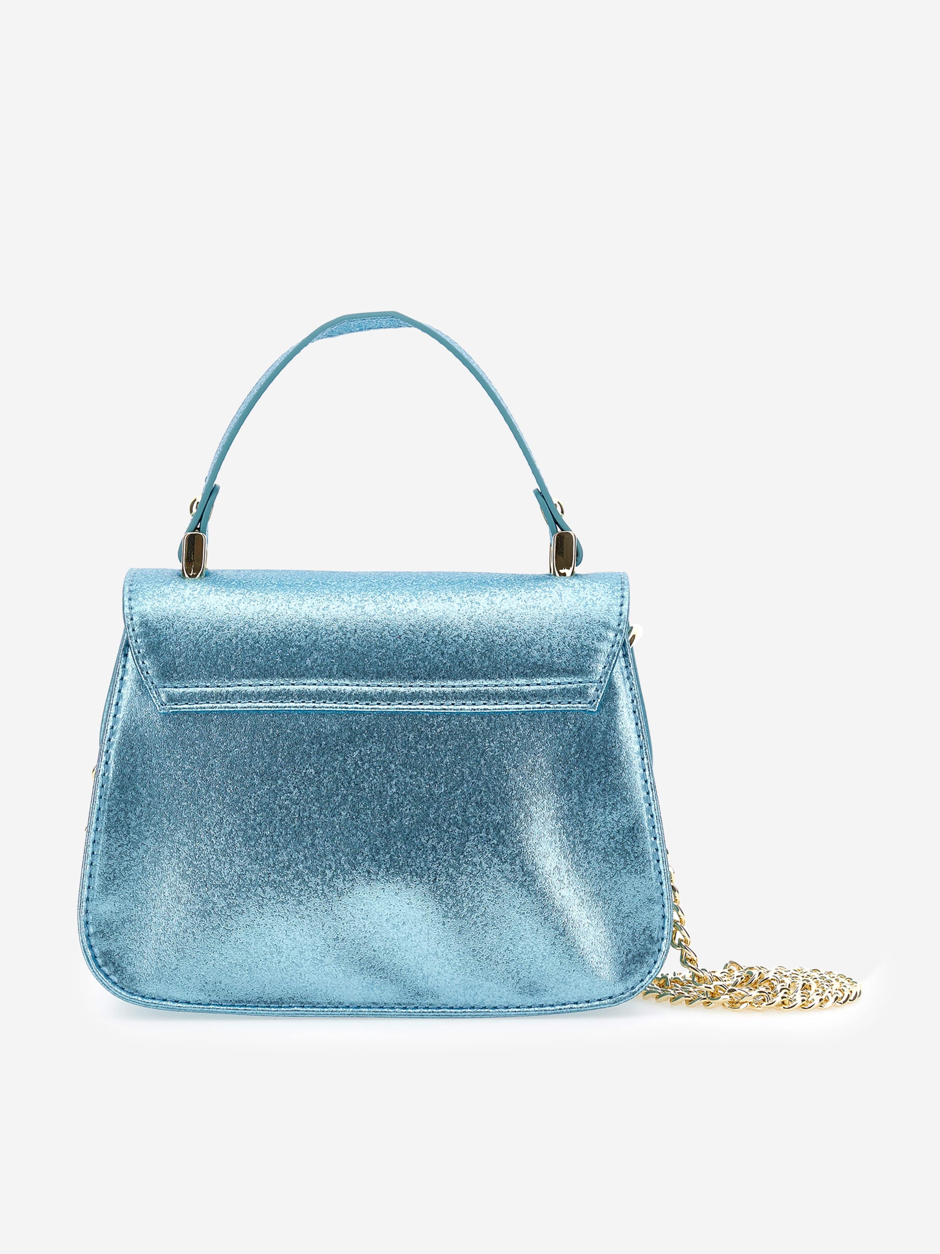 Monnalisa Girls Glitter Bow Handbag in Blue (21cm)