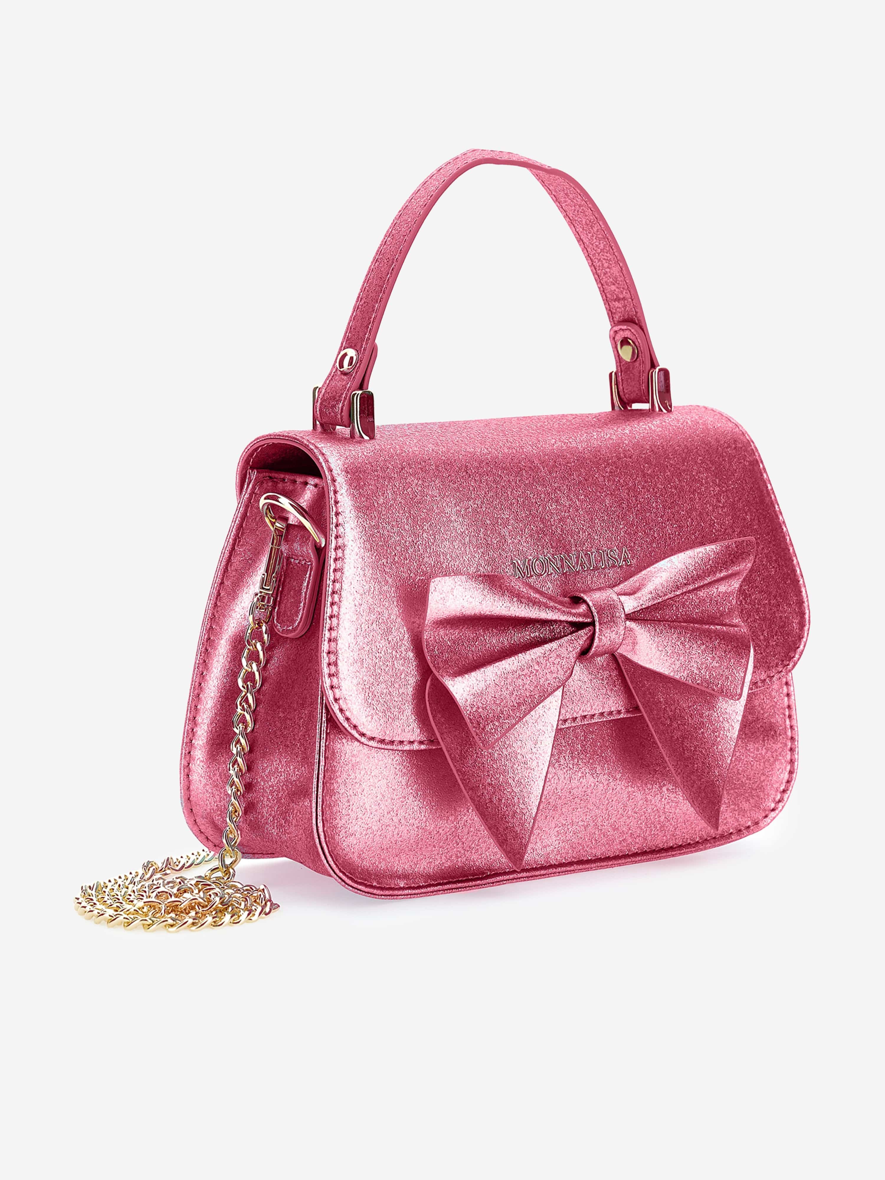 Monnalisa Girls Glitter Bow Handbag in Pink (21cm)