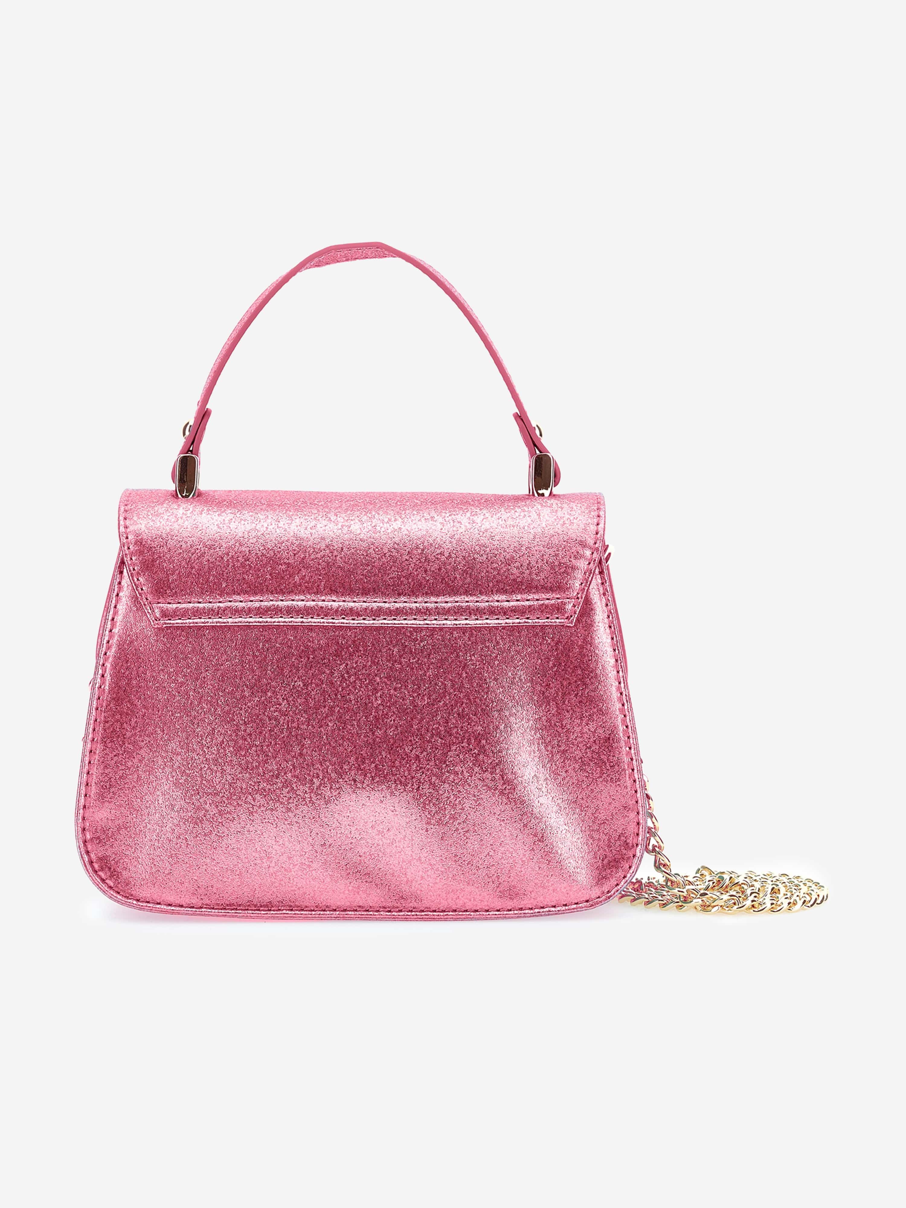 Monnalisa Girls Glitter Bow Handbag in Pink (21cm)