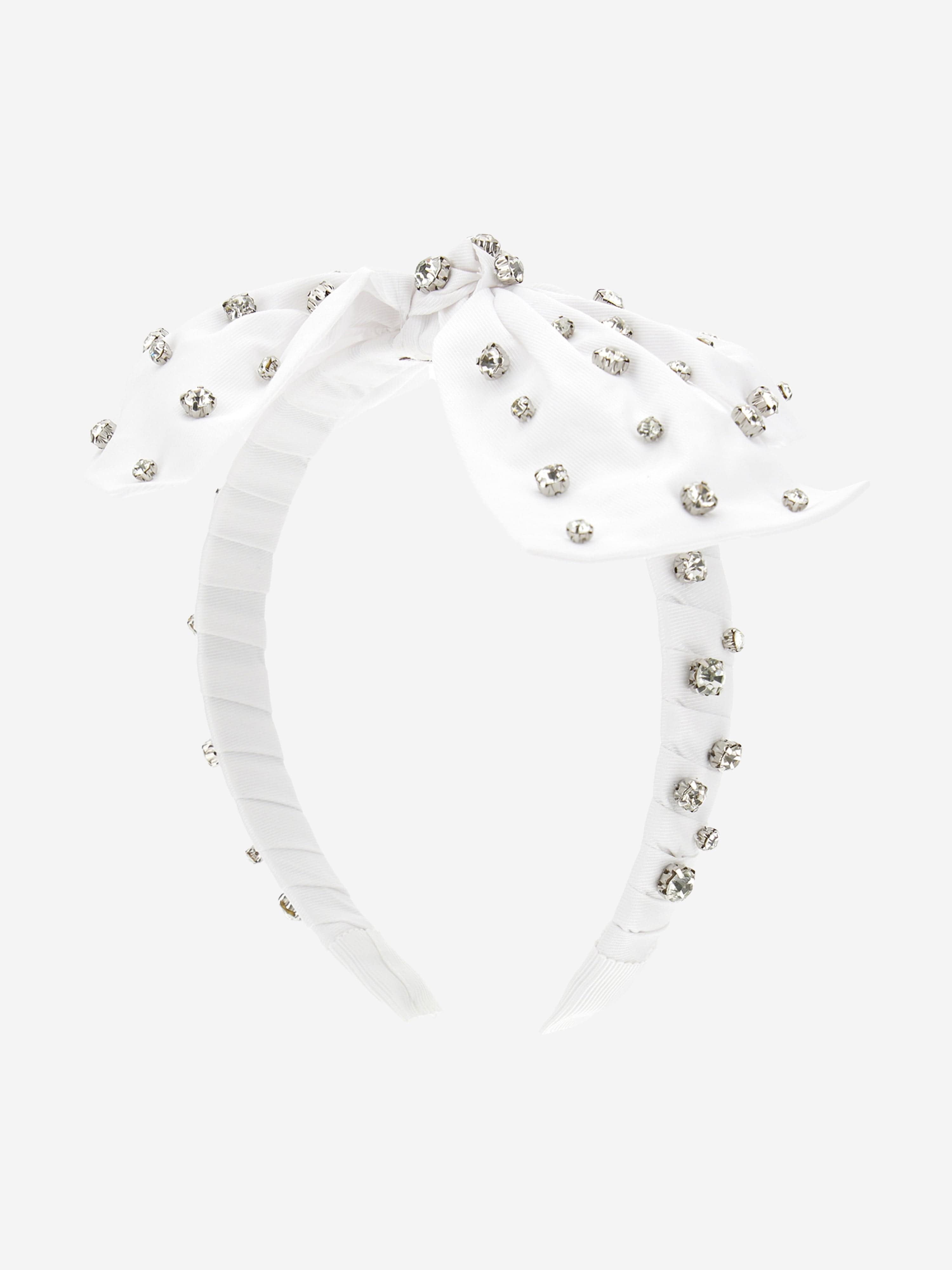 Monnalisa Girls Diamante Bow Headband in White