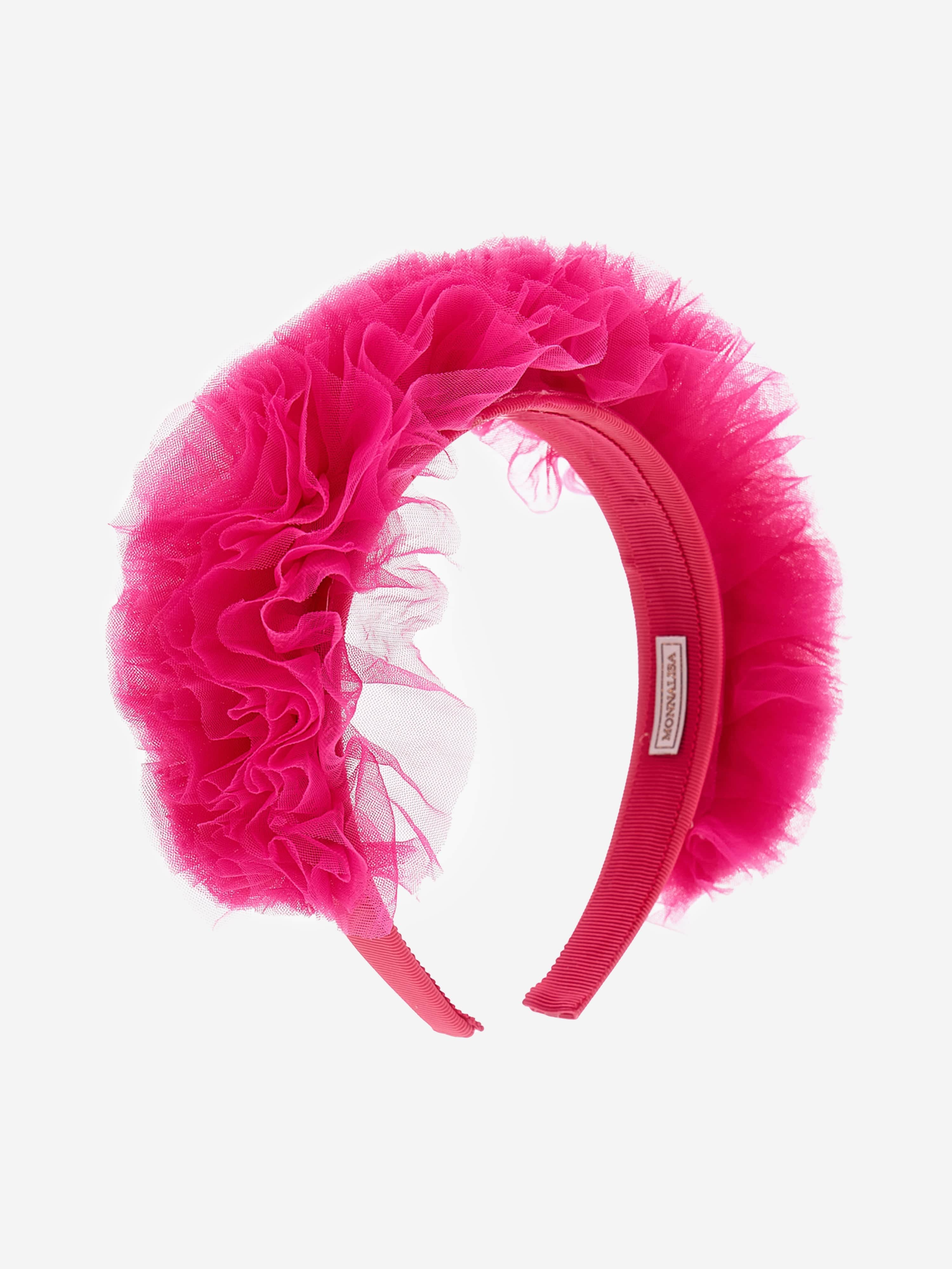 Monnalisa Girls Ruched Tulle Headband in Pink