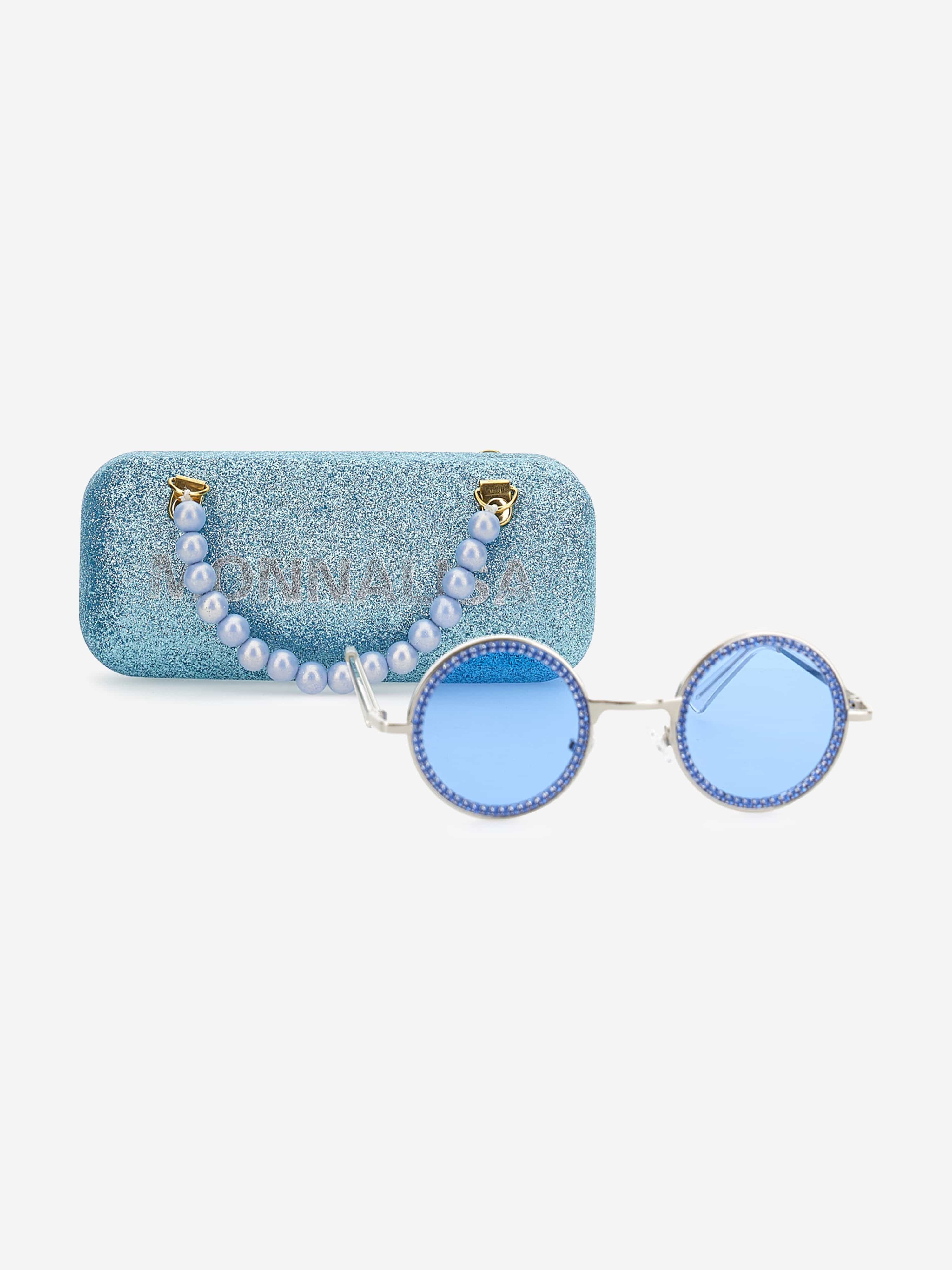 Monnalisa Girls Rhinestone Sunglasses in Blue