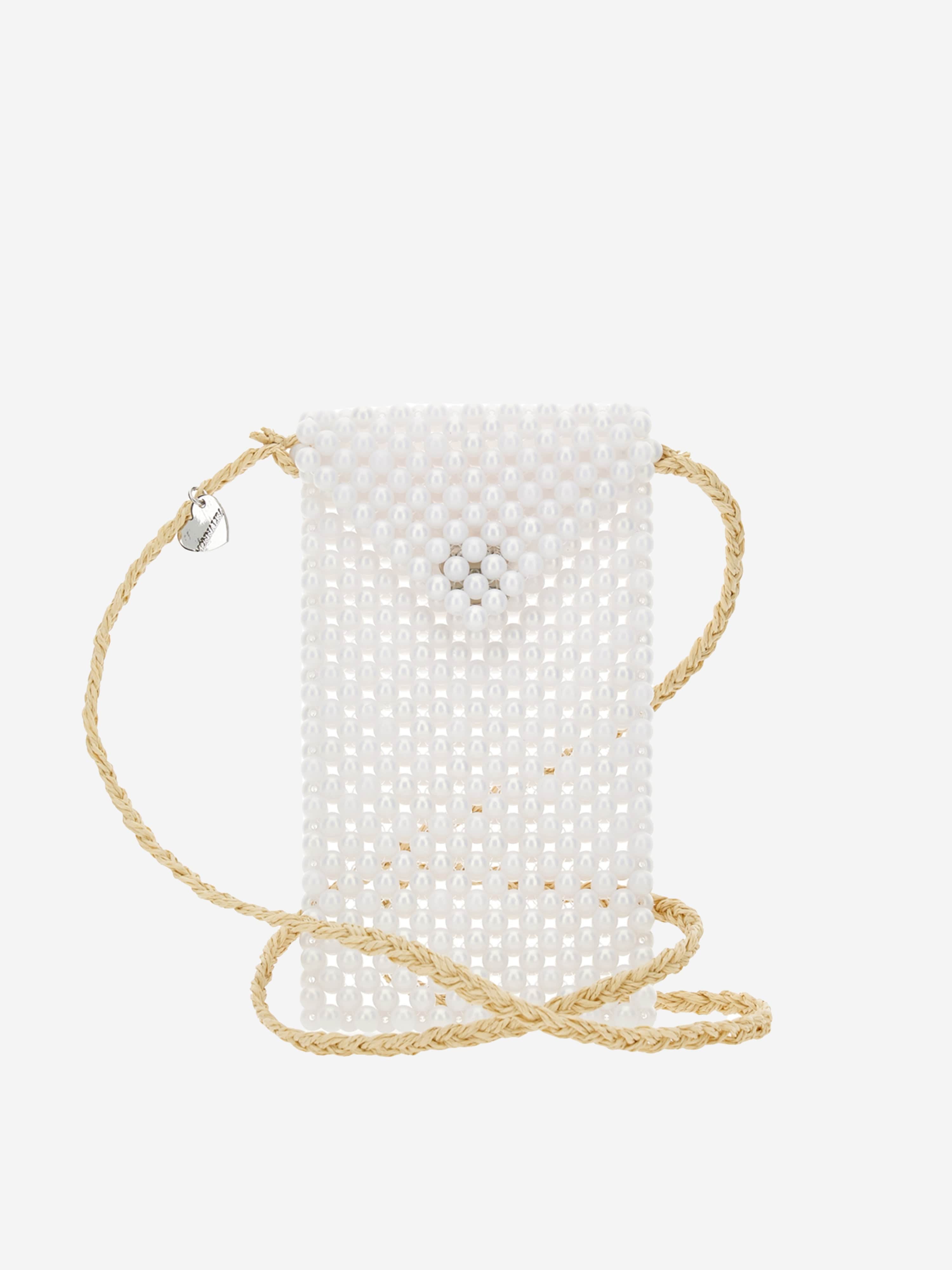 Monnalisa Girls Pearl Crossbody Bag in White (15cm)