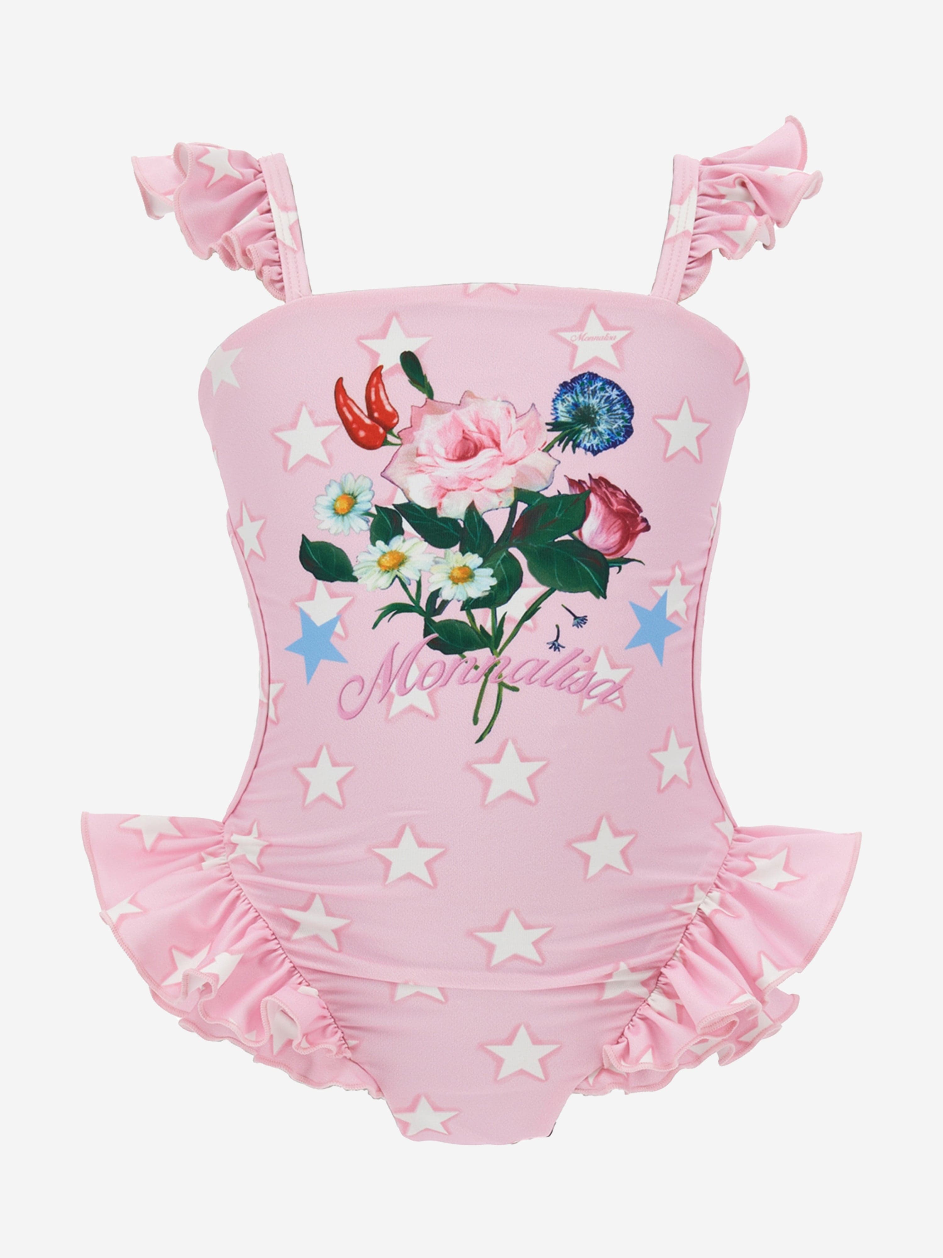 Monnalisa Girls Minnie Mouse Cowgirl Swimsuit in Pink